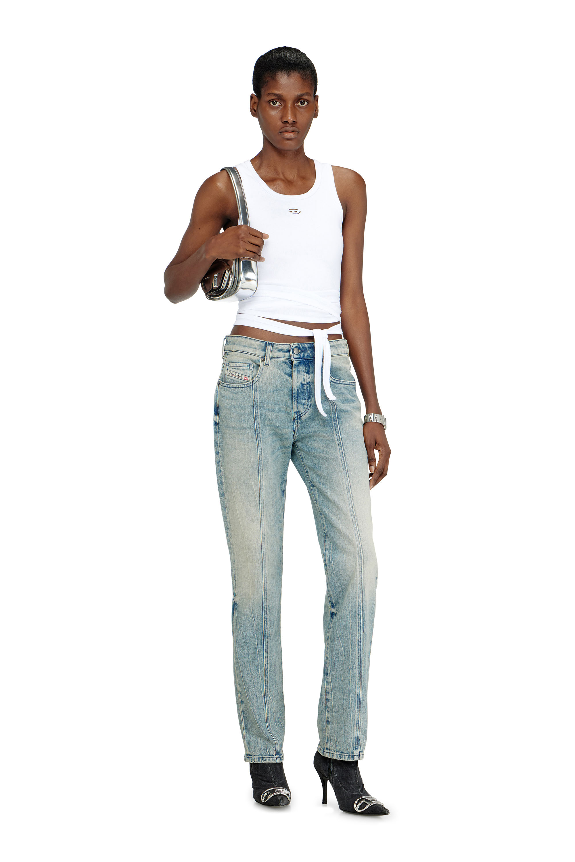 Diesel - 1DR, Woman's 1DR-Iconic shoulder bag in mirrored leather in Silver - 6