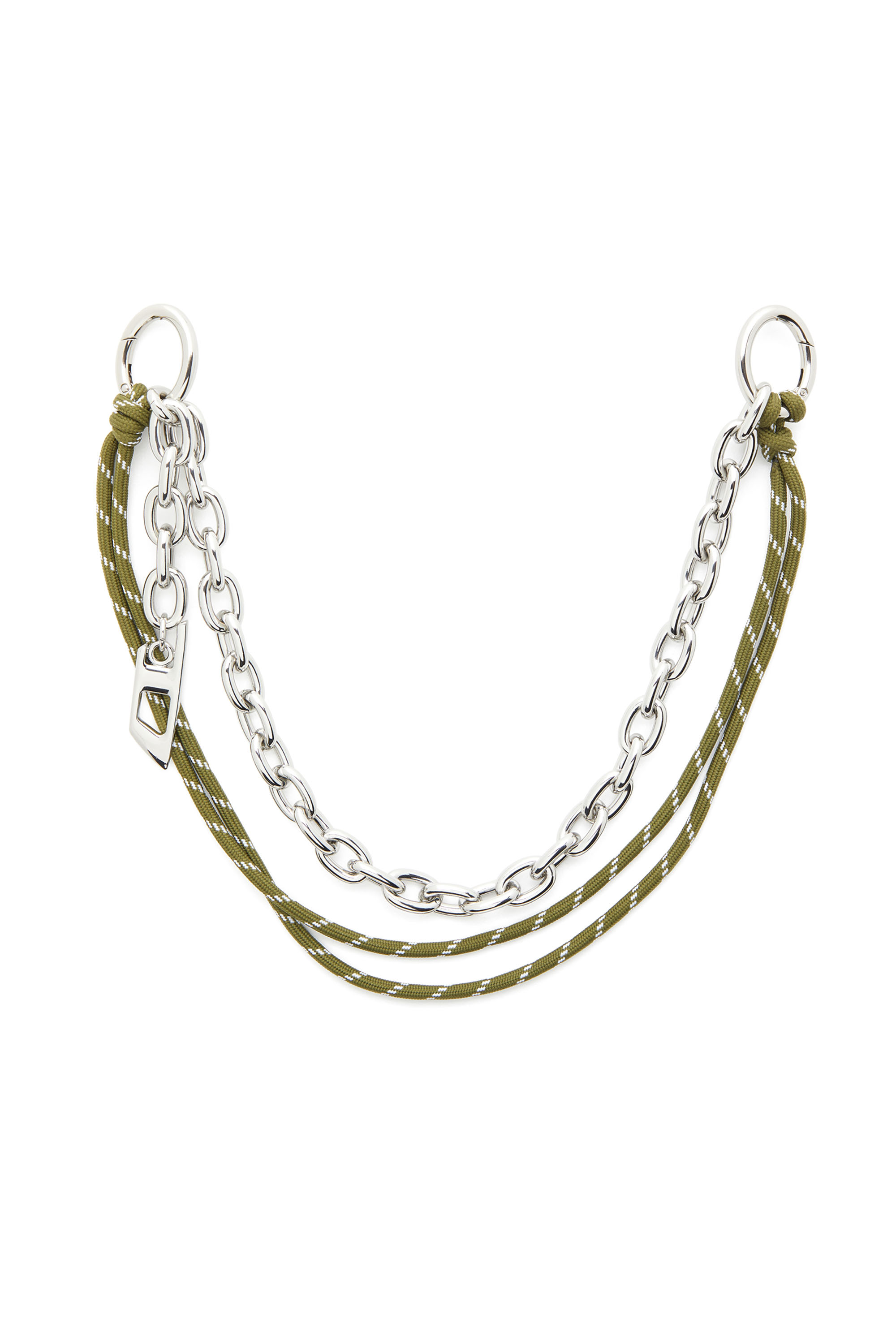 Diesel - CHAIN-D L, Unisex's Metal charm chain with cord detail in Silver/Green - 1