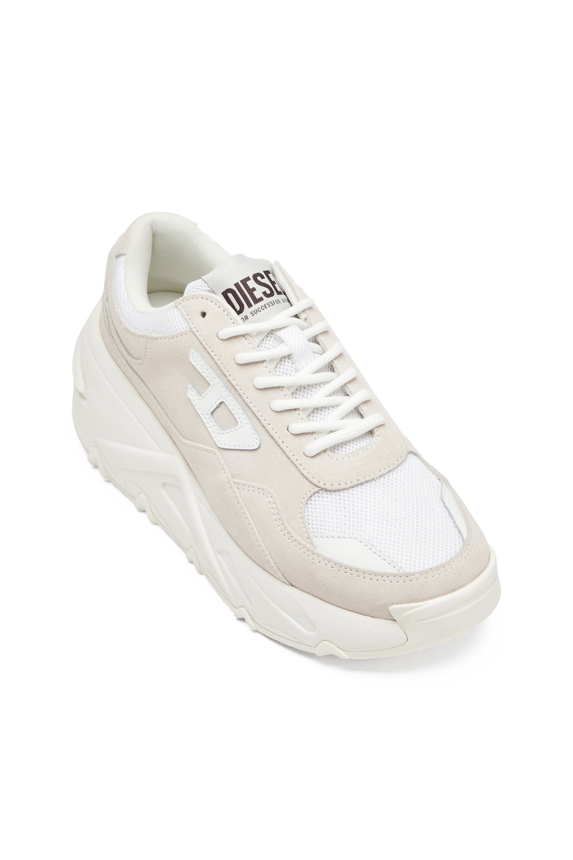 Diesel - S-SAVANNAH W, Woman's Platform sneakers in suede and mesh in White - 6