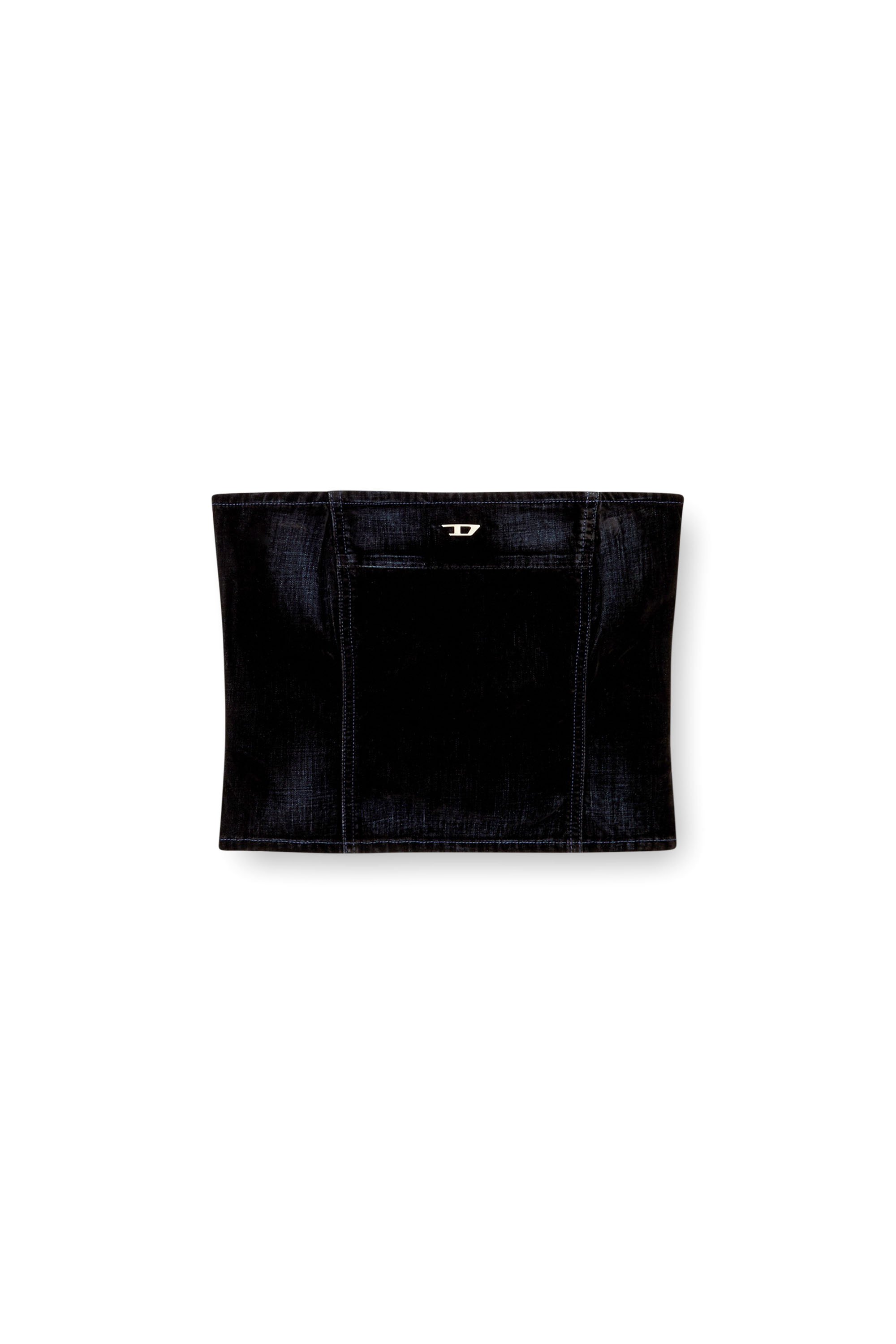 Diesel - DE-VILLE, Woman's Tube top in velvety denim in Dark Blue - 3