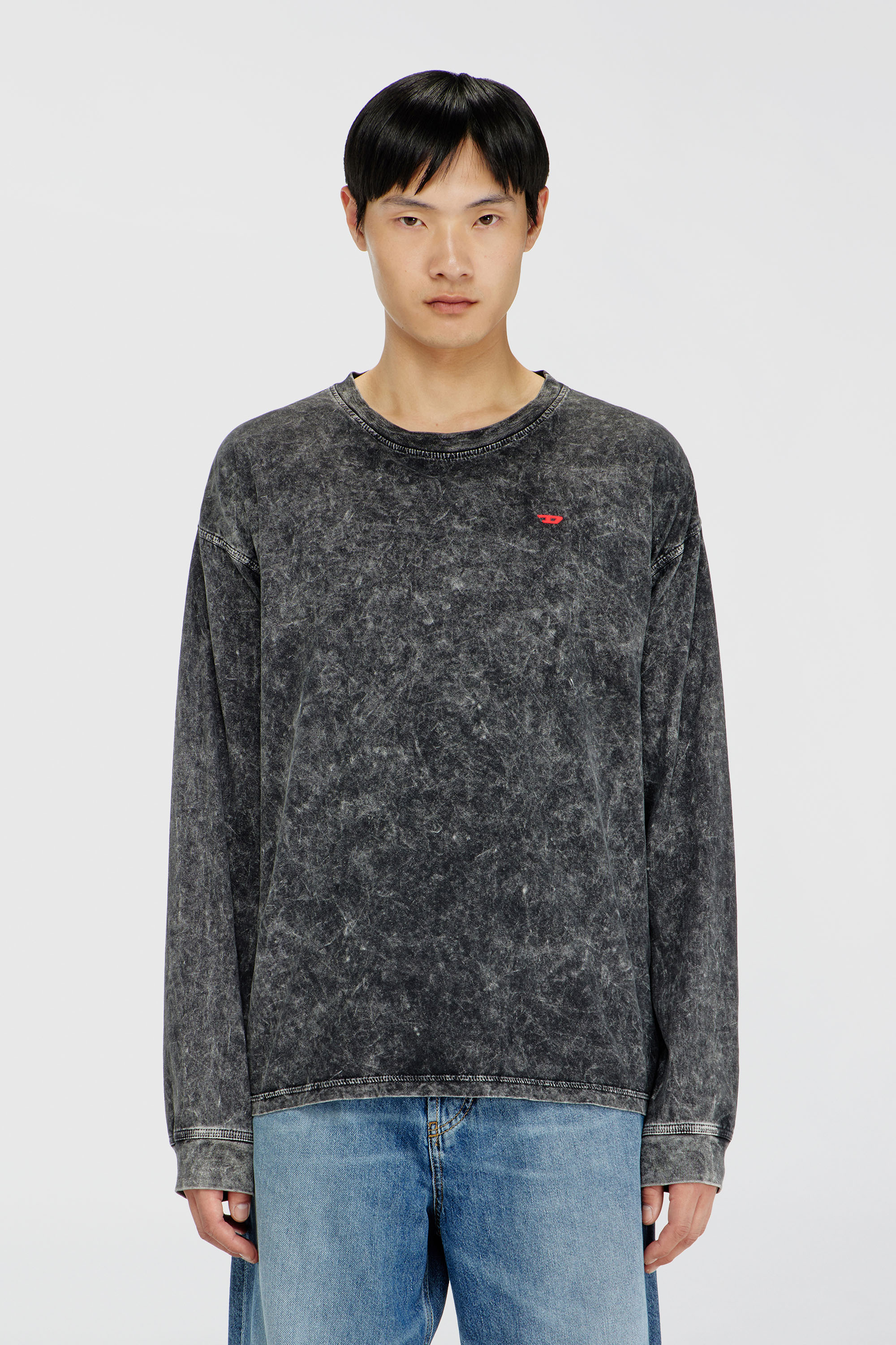 Diesel - T-BOXT-LS-AA5, Man's Long sleeve top with treated effect in Dark grey - 2