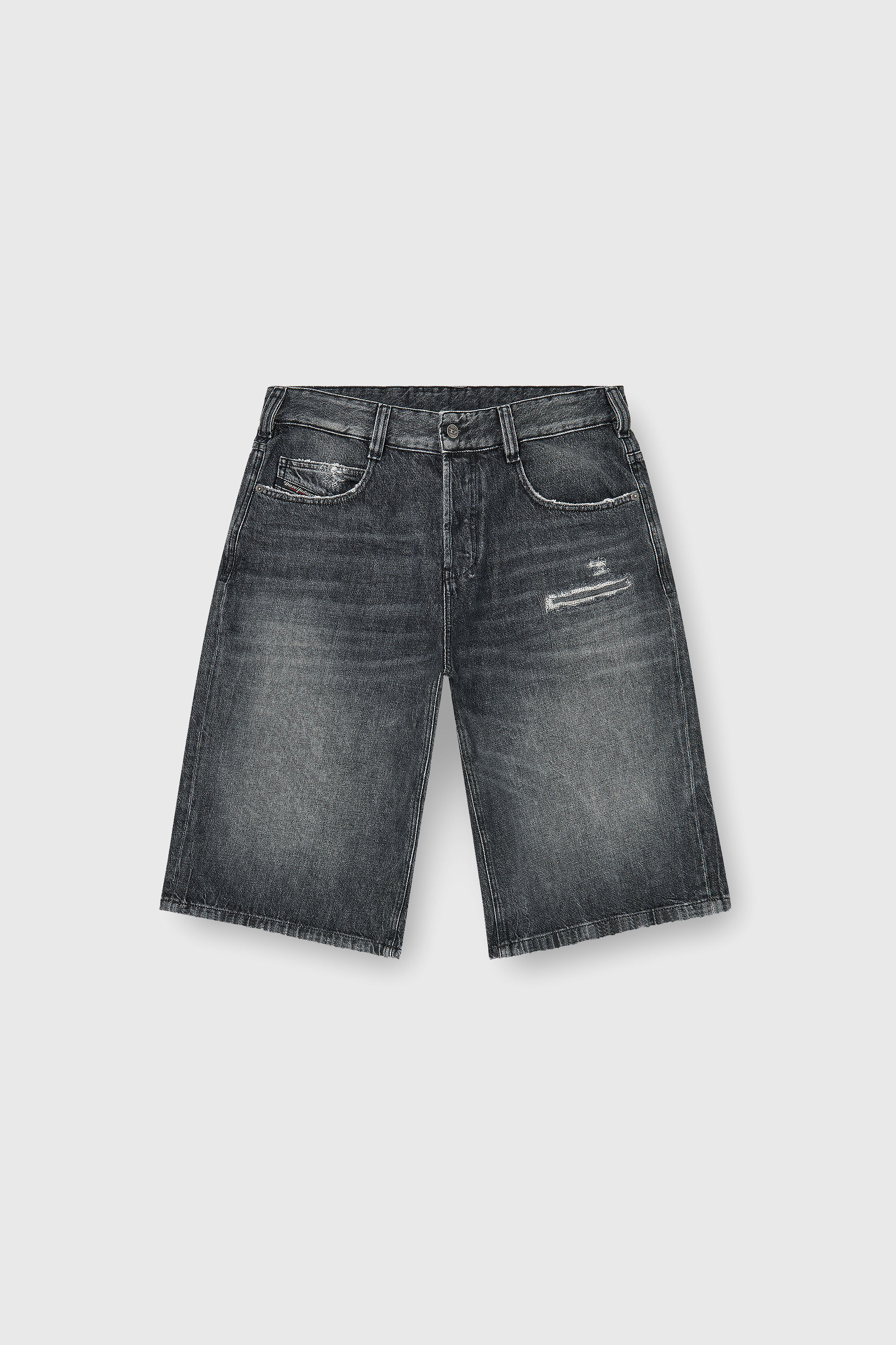 Diesel - D-ENIM-M-SHORT, Unisex's Denim relaxed shorts with abrasions in Dark grey - 2