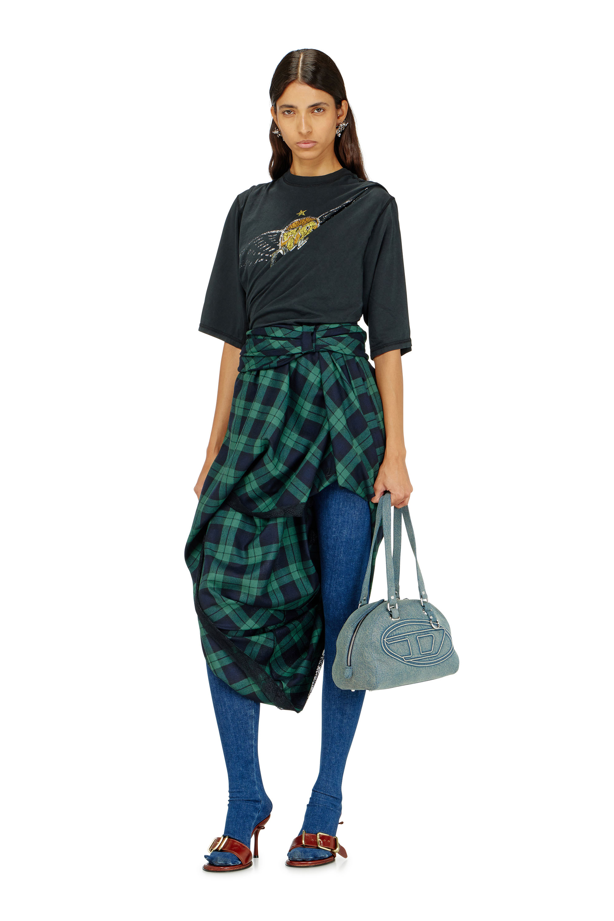 Diesel - T-MILLA-JER, Woman's T-shirt bodysuit with concert graphics in Black - 2