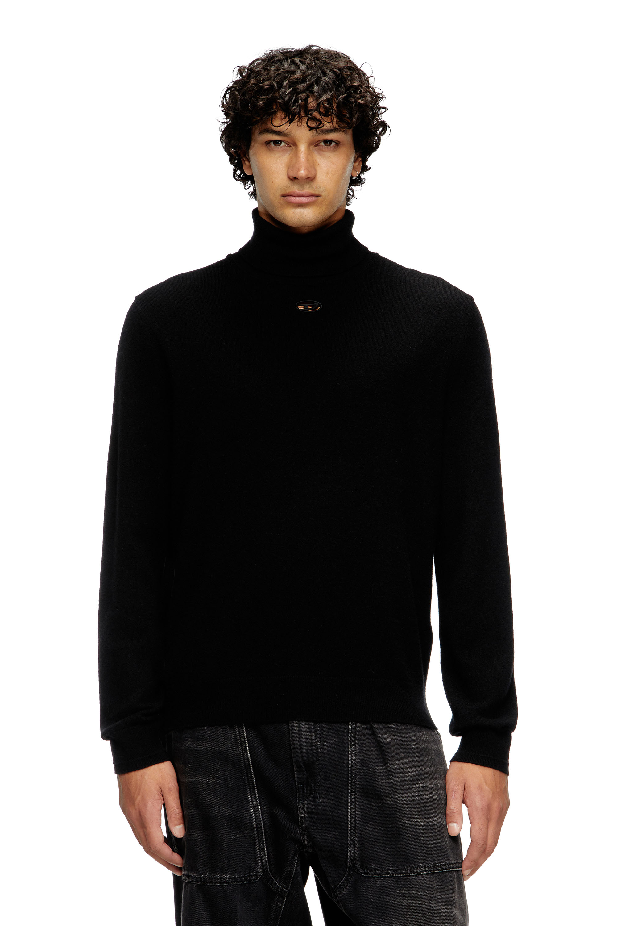 Diesel - K-VIERI-TN, Man's Turtleneck jumper in wool and cashmere in Black - 1