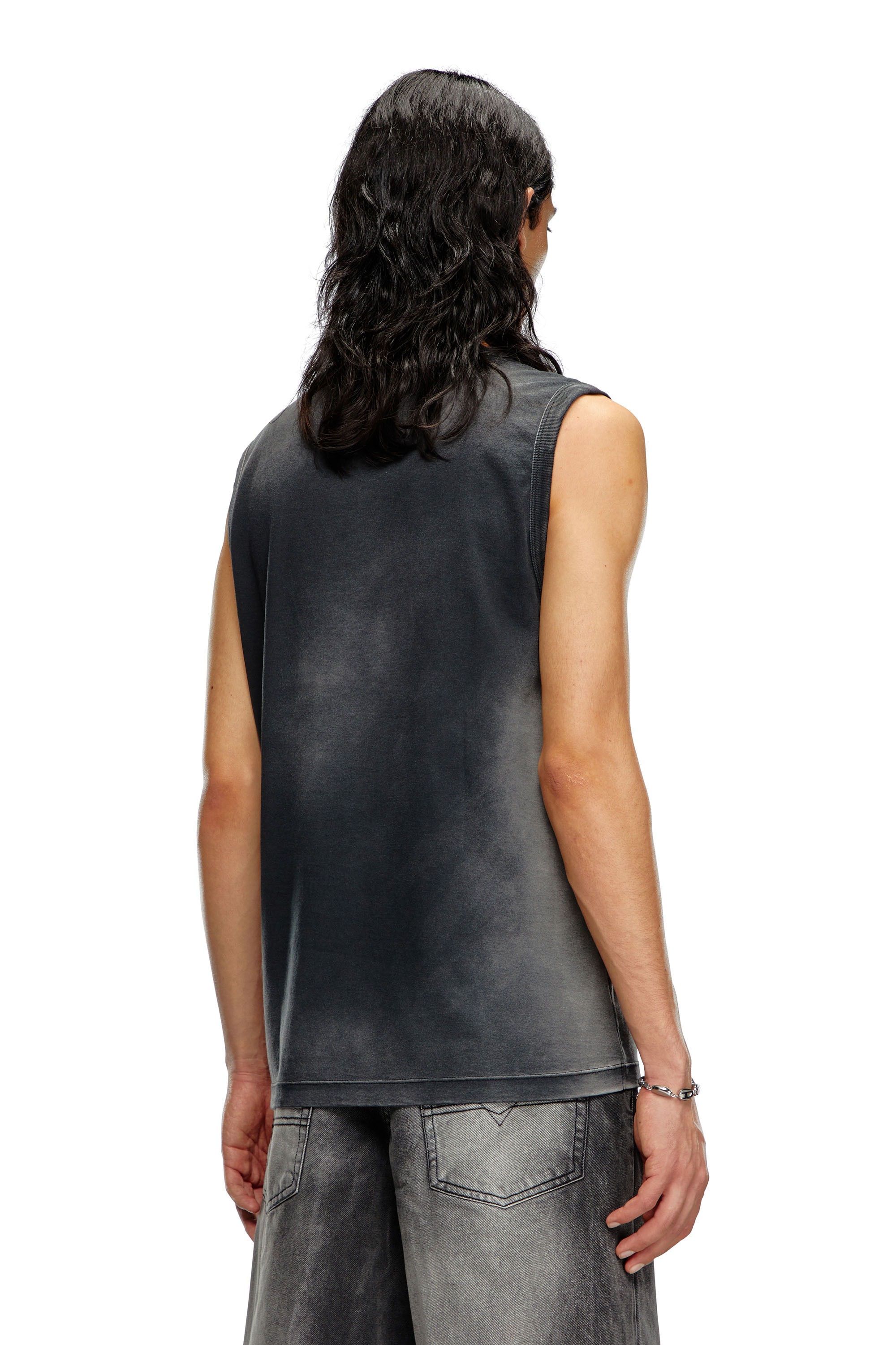 Diesel - T-BRICO, Man Faded tank top with puffy Oval D in Black - Image 4