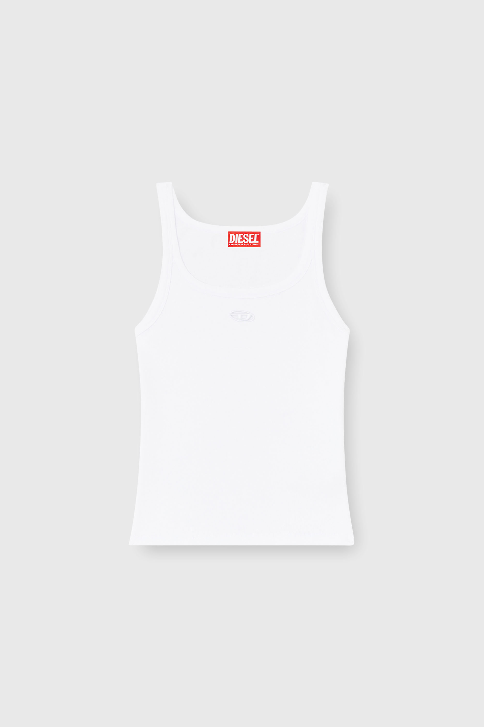 Diesel - T-WIFE-OD, Woman's Slim tank top with laser-cut Oval D in White - 2
