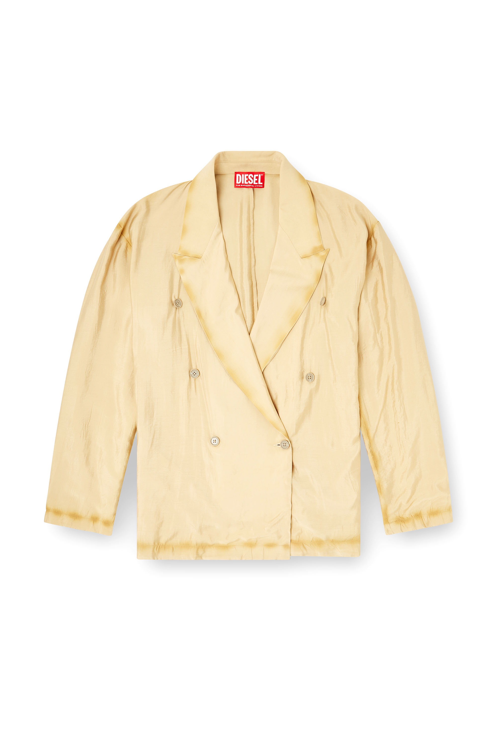 Diesel - J-KEYSERY, Man's Double-breasted blazer in wrinkled shell in Beige - 2