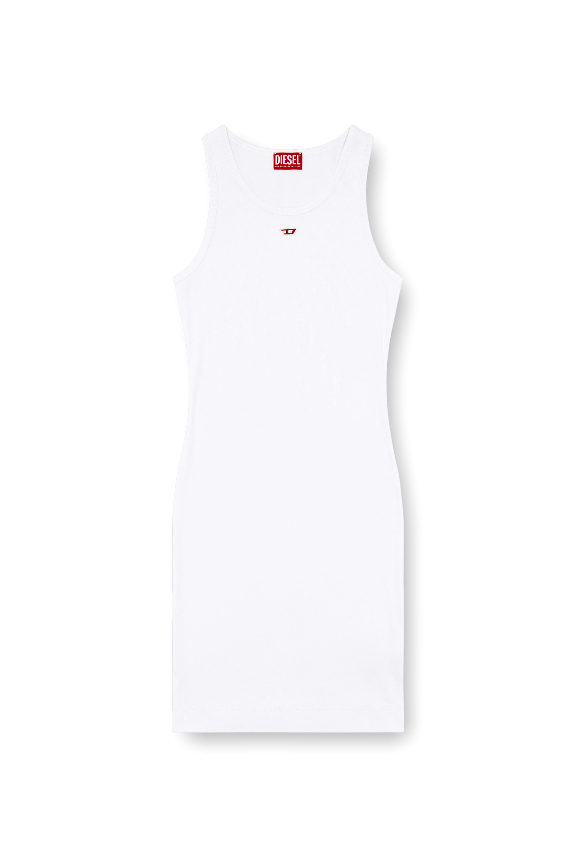 Diesel - D-TANK-LONG-D, Woman's Short tank dress with D logo in White - 2