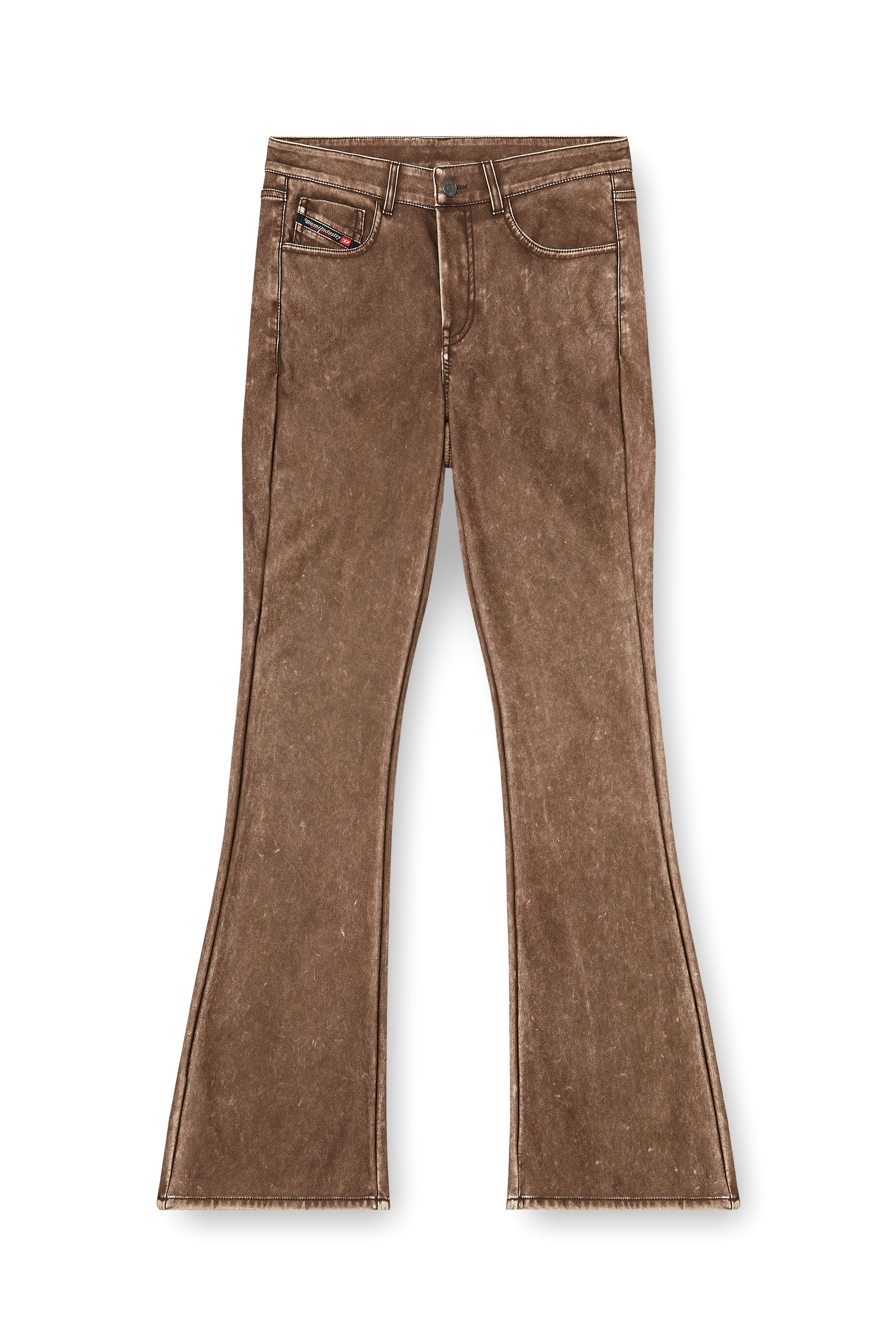 Diesel - P-STELLAR-S1, Woman's Bootcut pants in treated coated fabric in Brown - 2