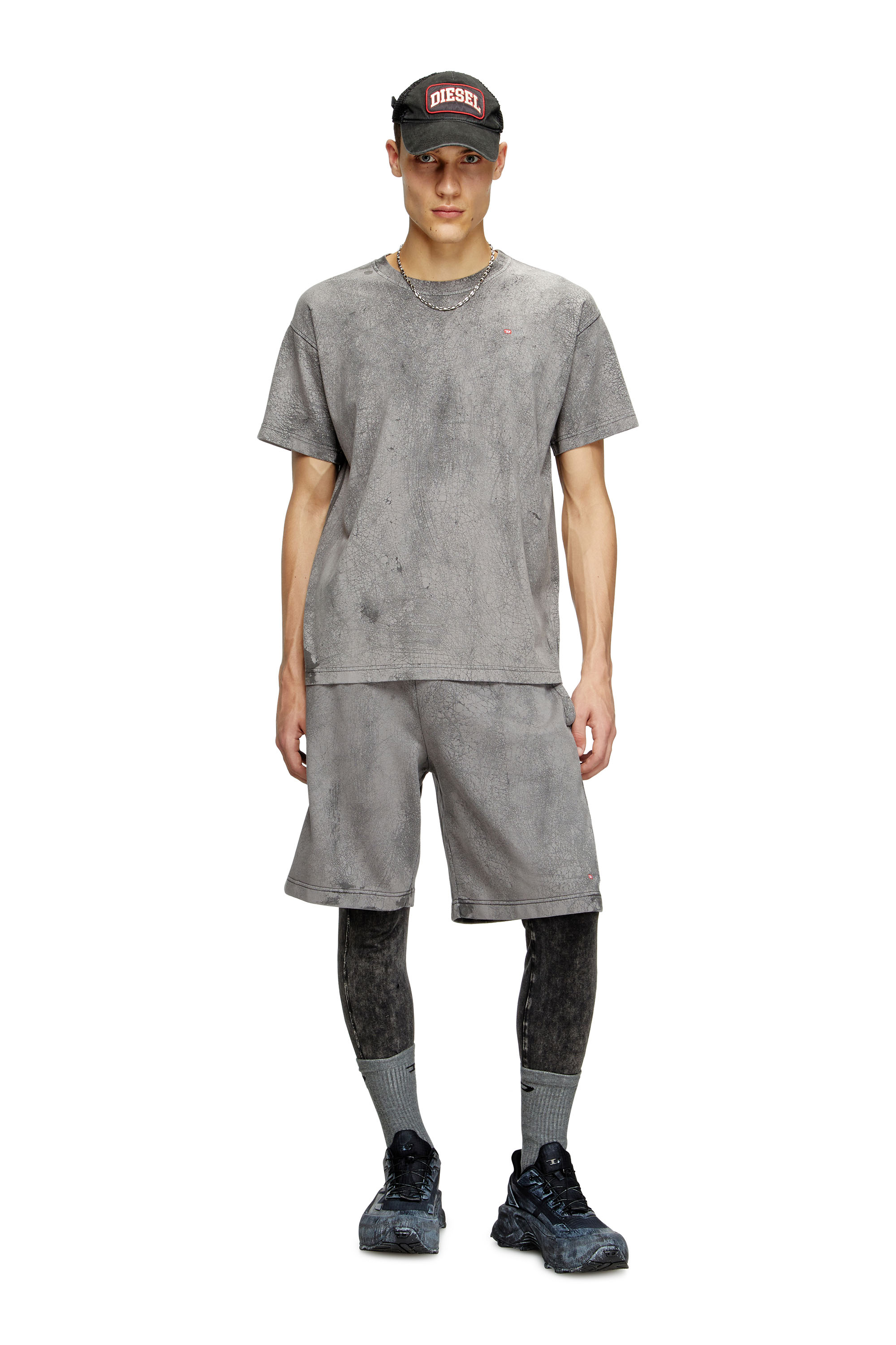 Diesel - T-NORM-T8, Man's T-shirt in waxed jersey in Grey - 2