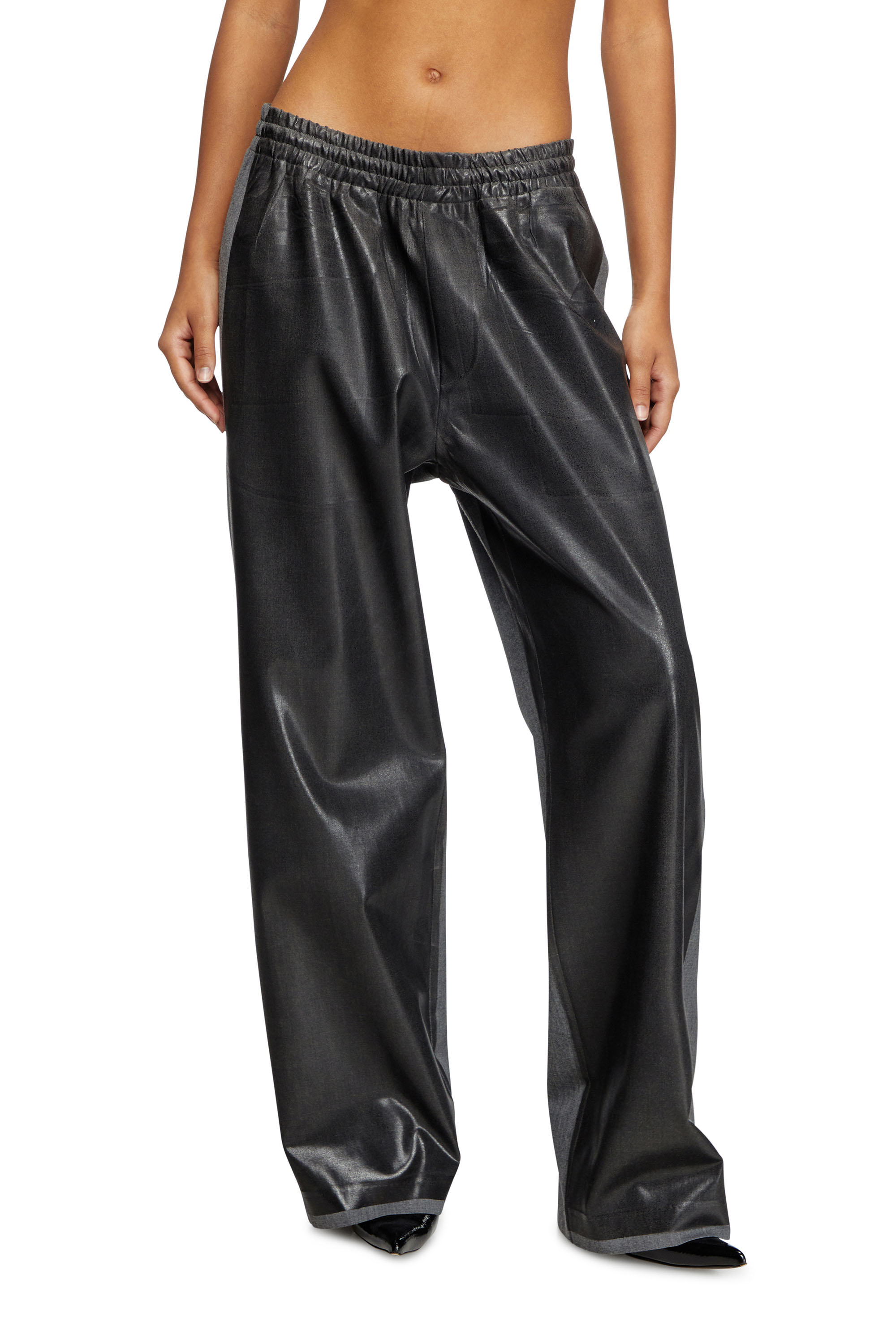 Diesel - P-CLAYS-DD, Unisex's Tailored track pants with coated front in Black - 5