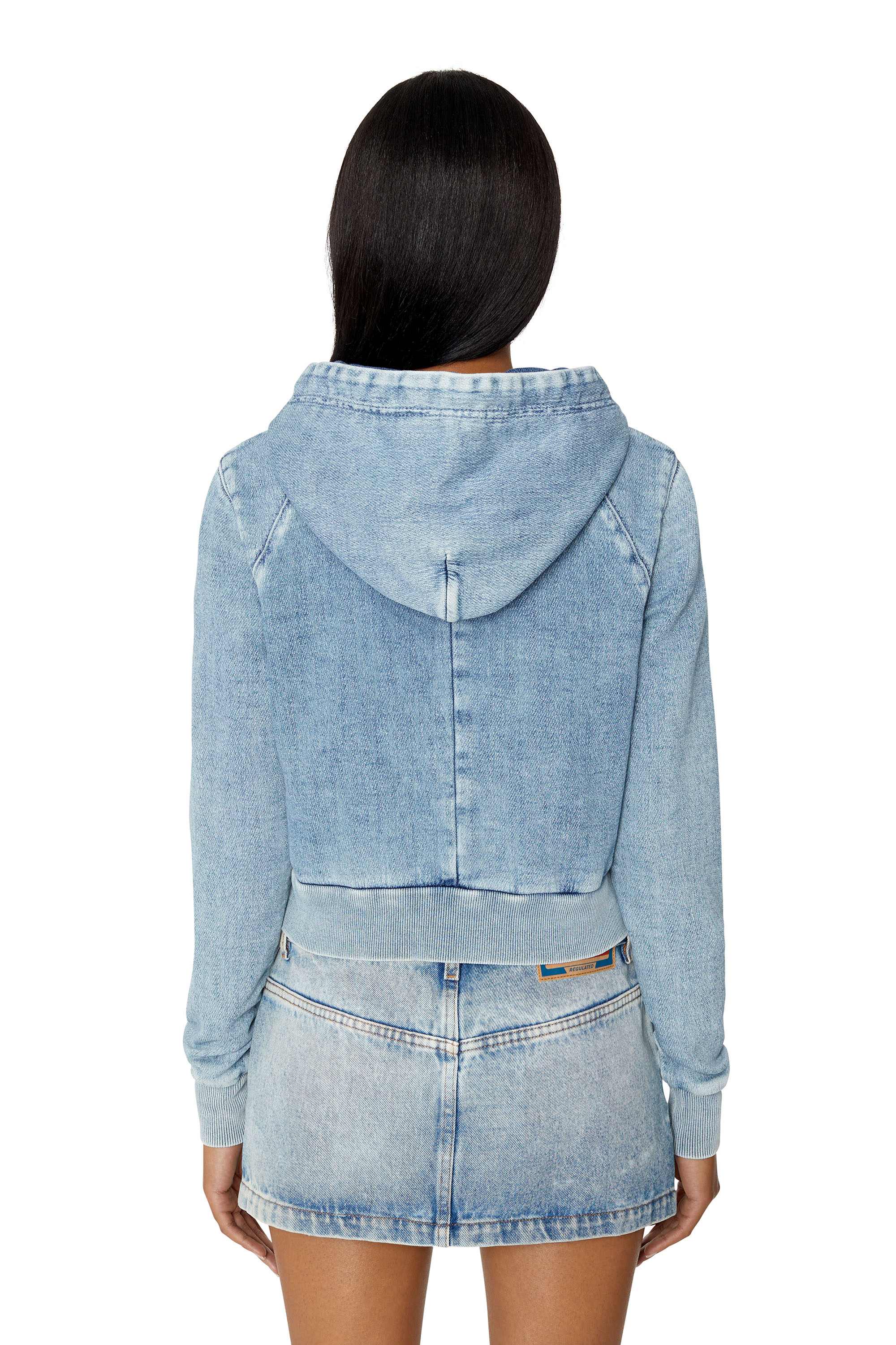 Diesel - D-ANGY TRACK DENIM HOODIE, Light Blue - Image 2