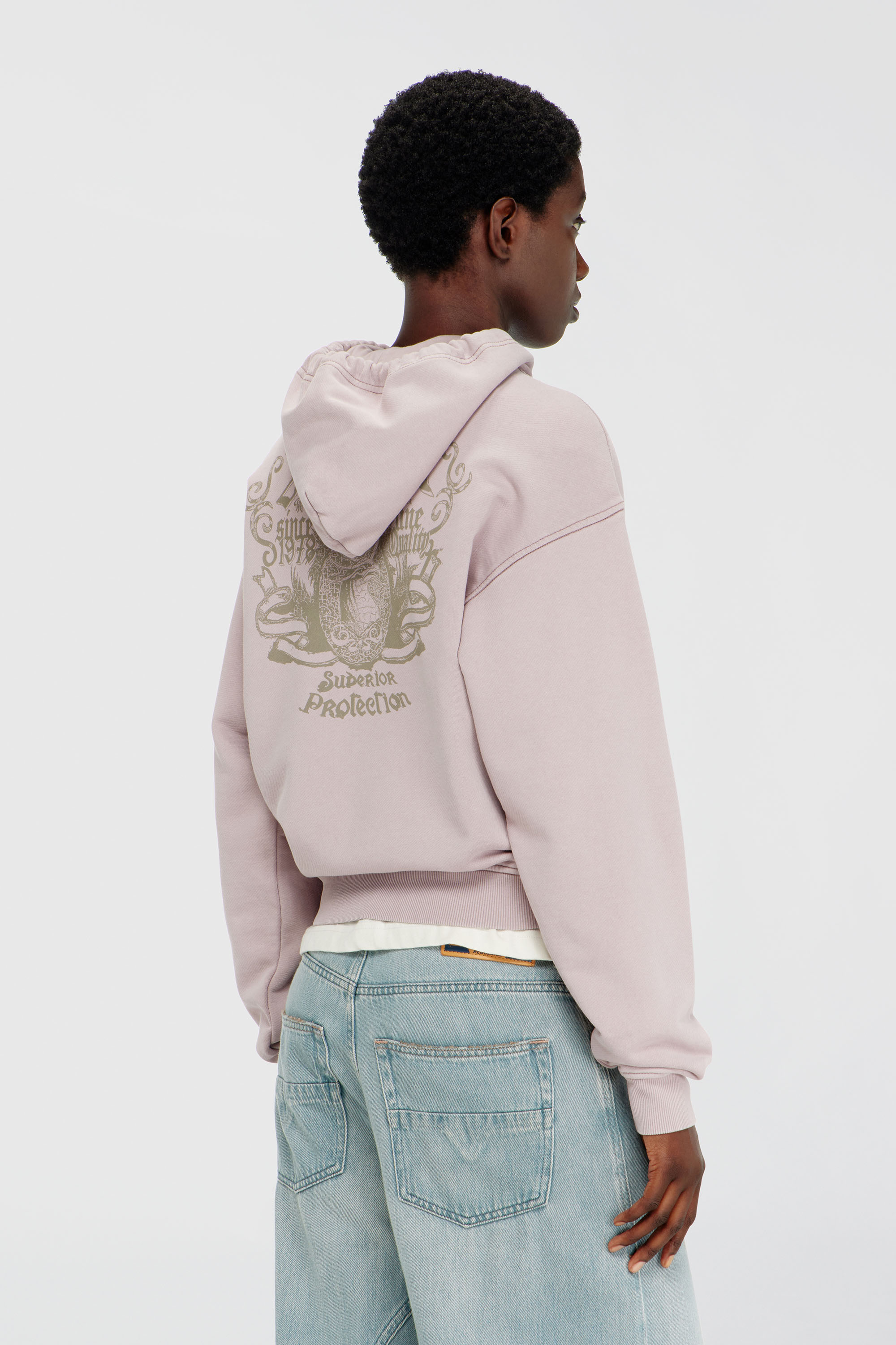 Diesel - F-PHOENY, Woman's Hoodie with prints and rhinestone studs in Lilac - 4