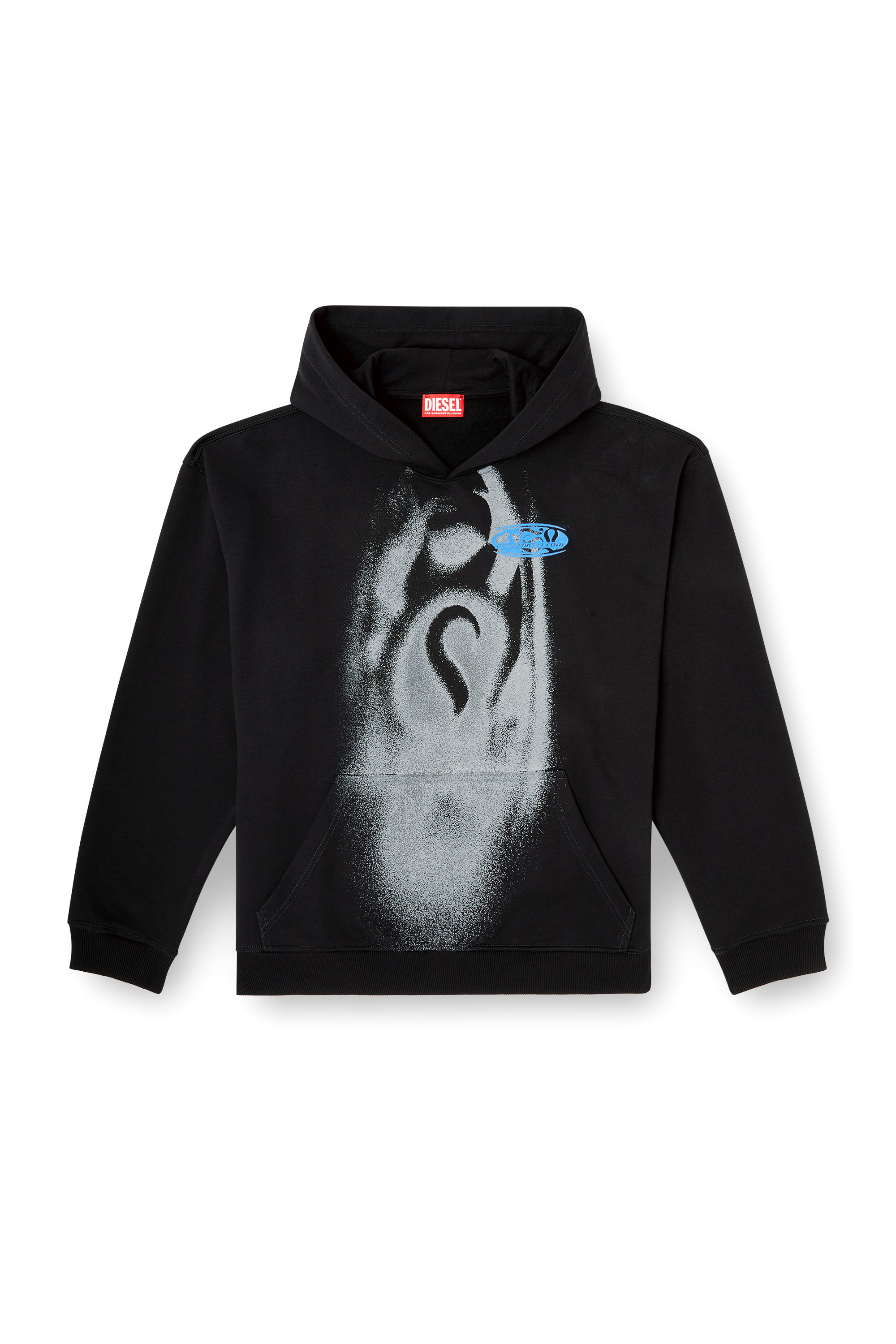 Diesel - S-BOXT-HOOD-T3, Man's Hoodie with spray-effect print in Black - 4