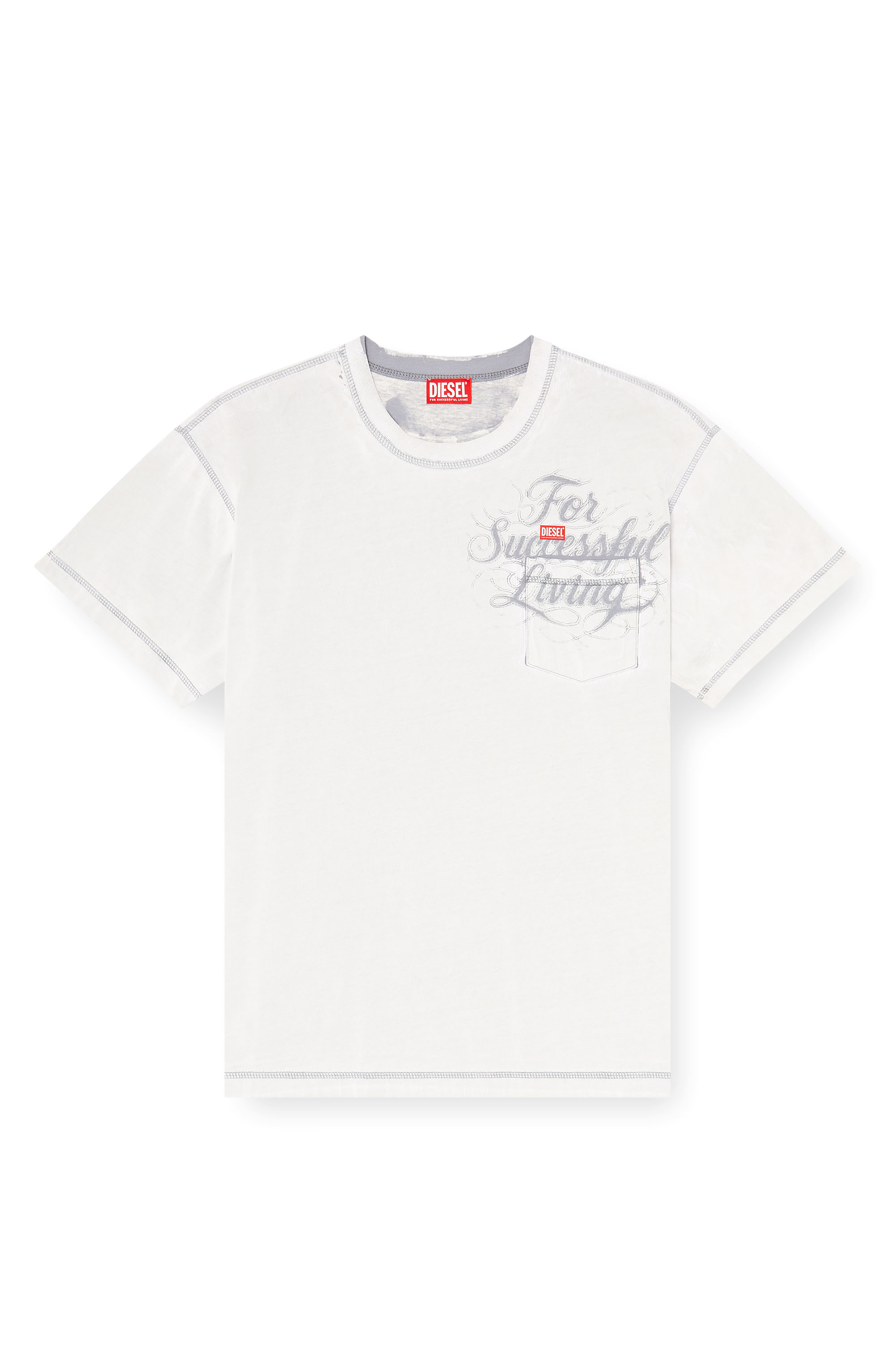 Diesel - T-NORM-POCKET-AA1, Man's T-shirt with chest pocket and graphic print in White - 2