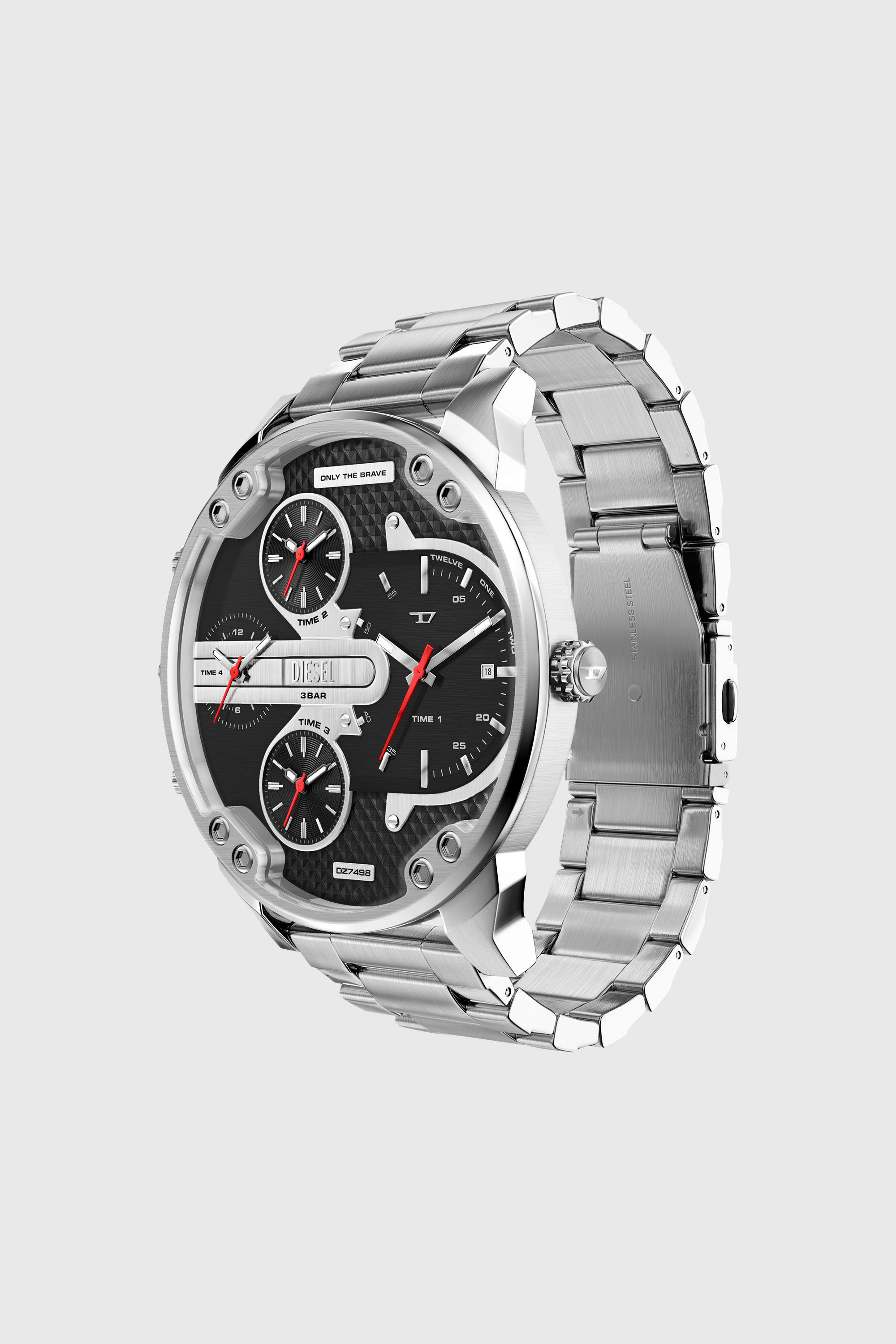 Diesel - DZ7498 WATCH, Man's Mr. Daddy Slim date stainless steel watch in Silver - 5