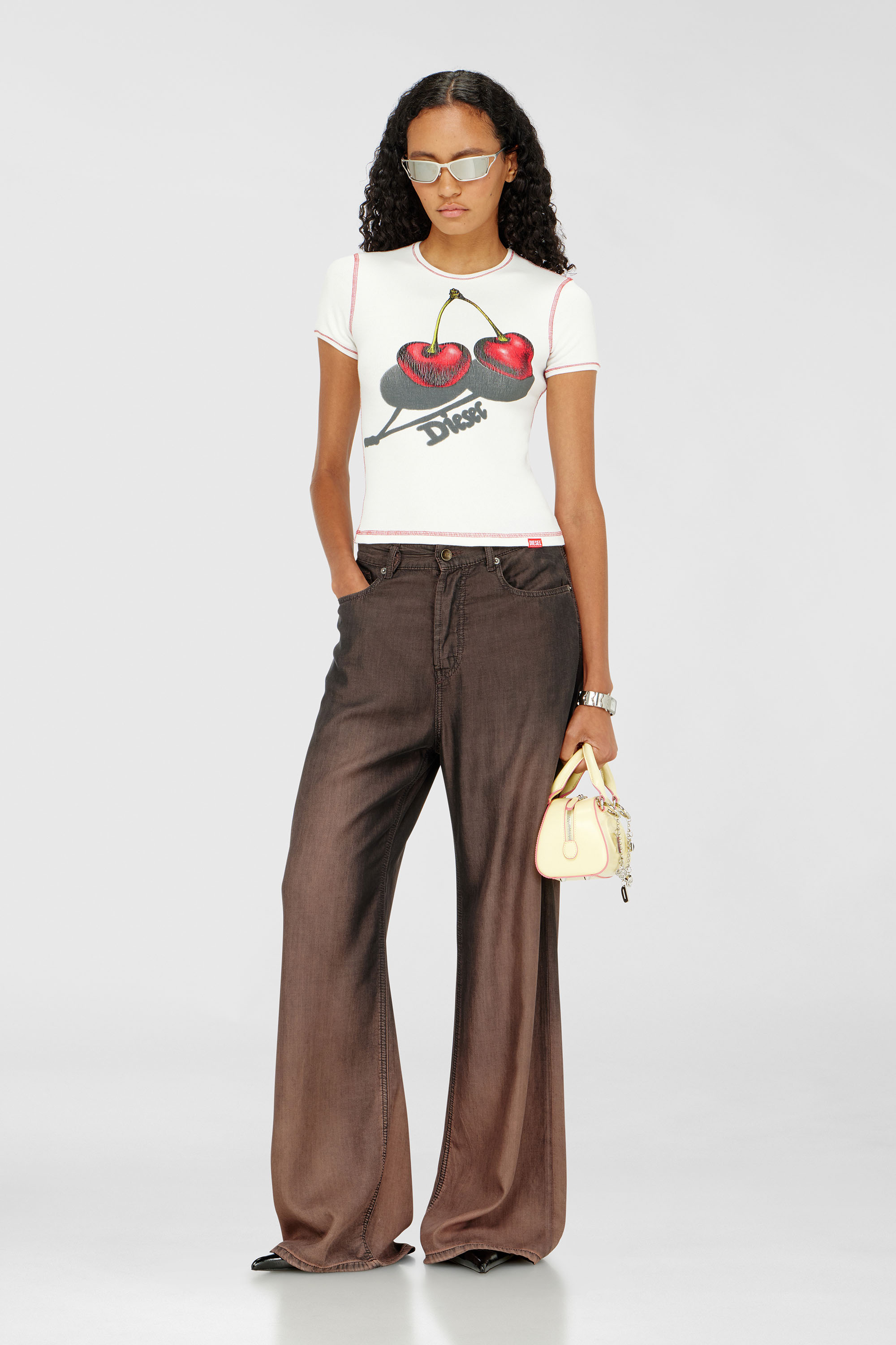Diesel - SV-T-ELE-CHER, Woman's Slim cotton T-shirt with cherry print in White - 2