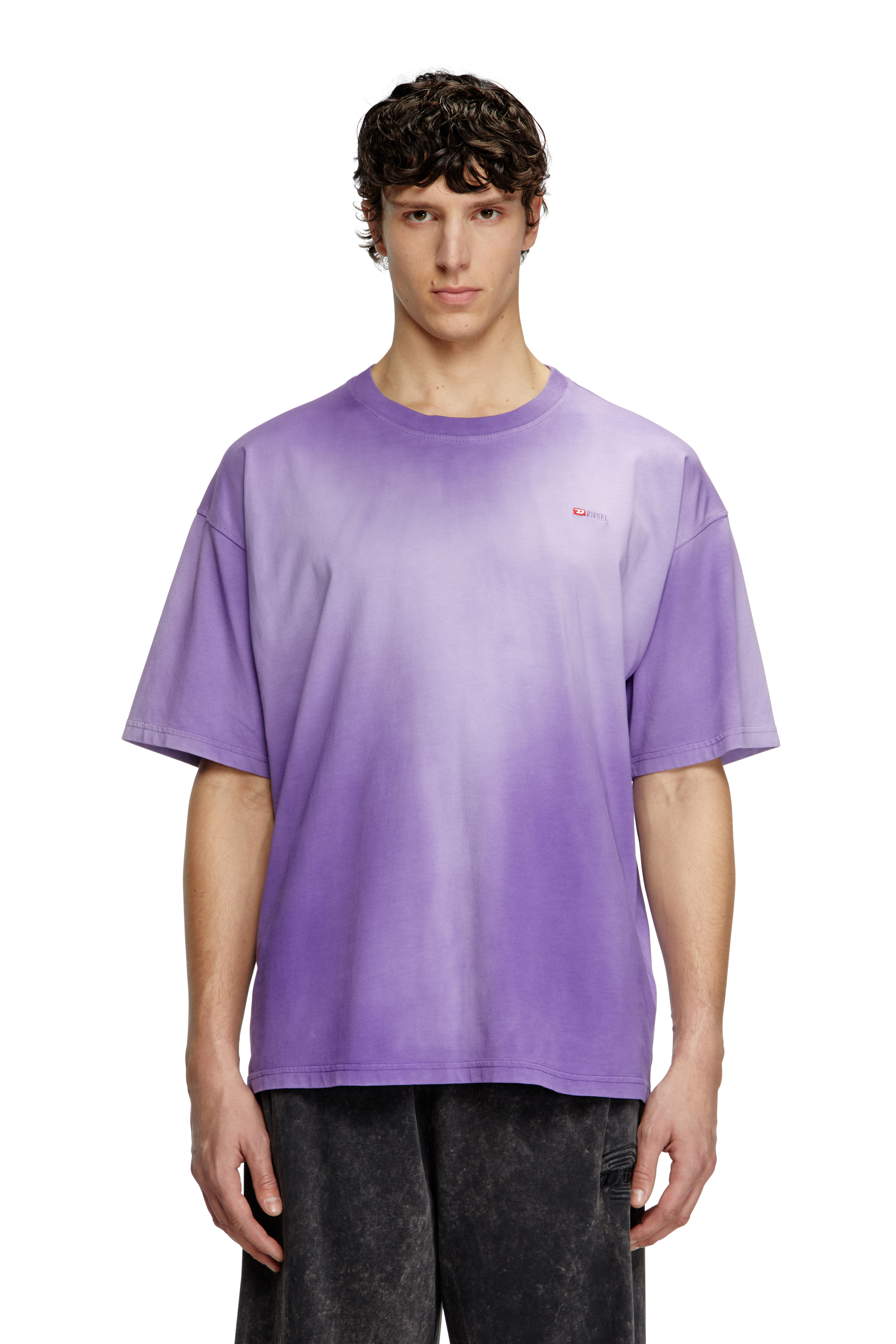 Diesel - T-BOXT-R27, Man's Faded T-shirt with micro logo embroidery in Violet - 1