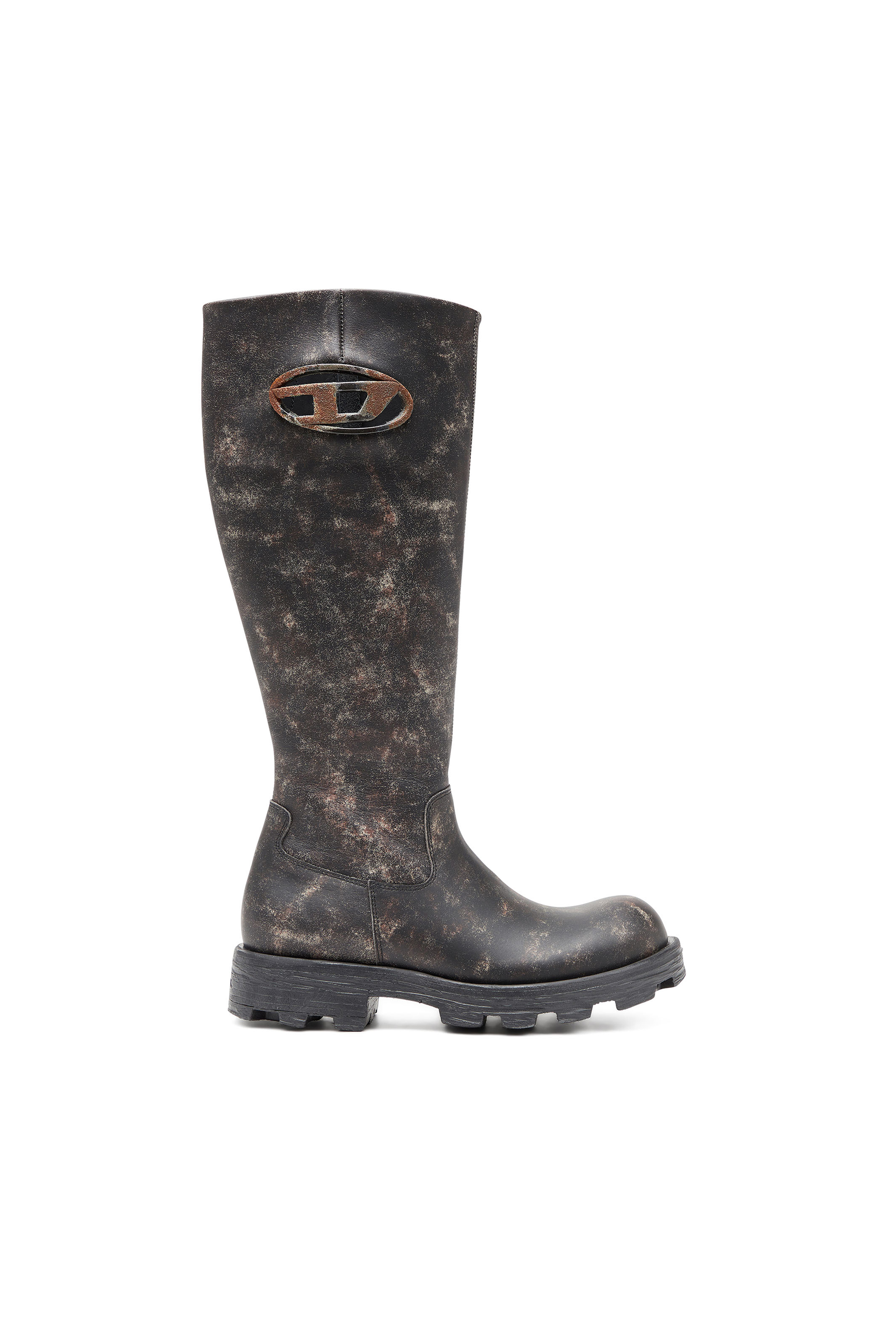 Diesel - D-HAMMER HB D W, Woman's D-Hammer-Knee-high boots in distressed leather in Brown - 1