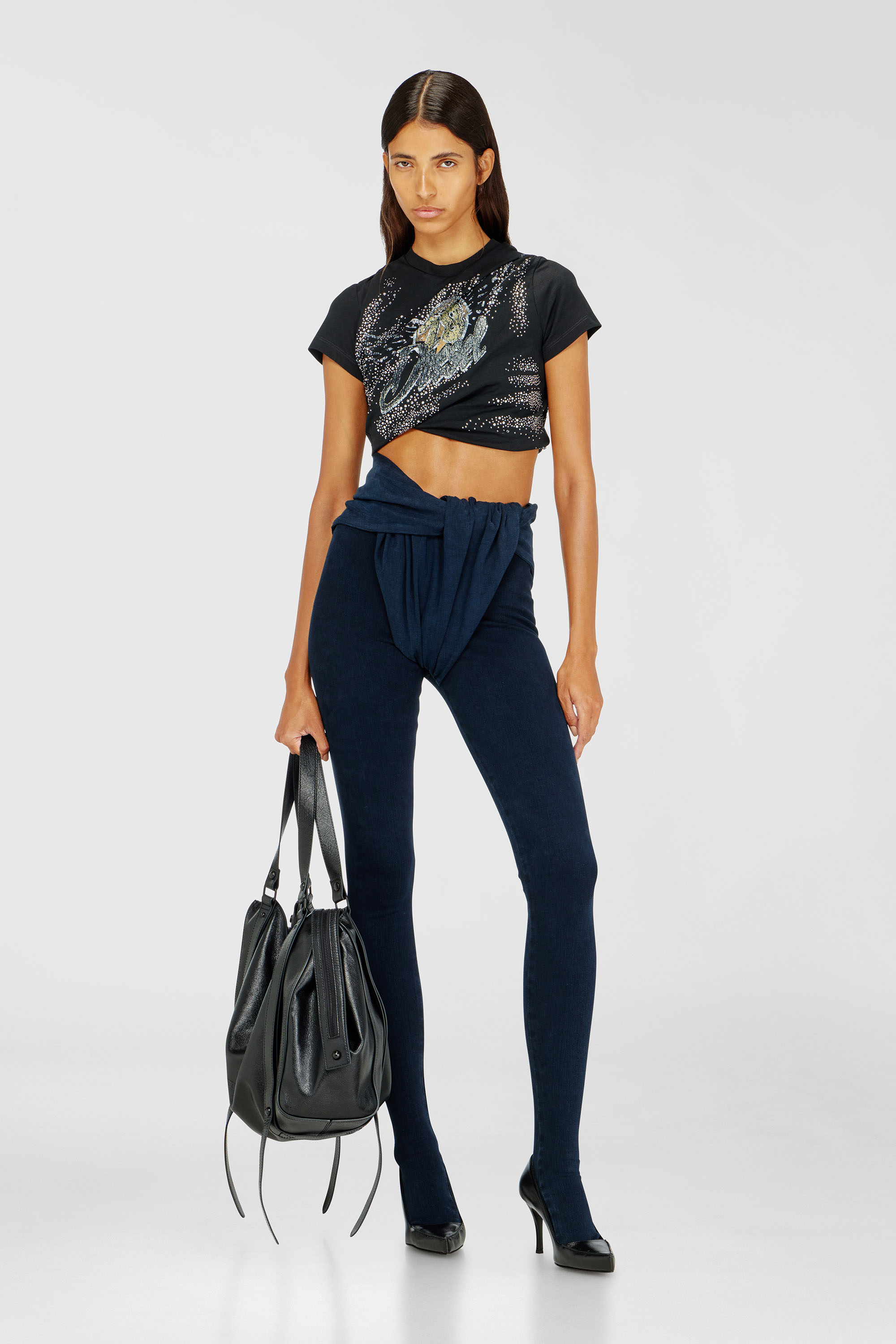 Diesel - T-WINCY, Woman's Rucked-up T-shirt in double-layer jersey in null - 2