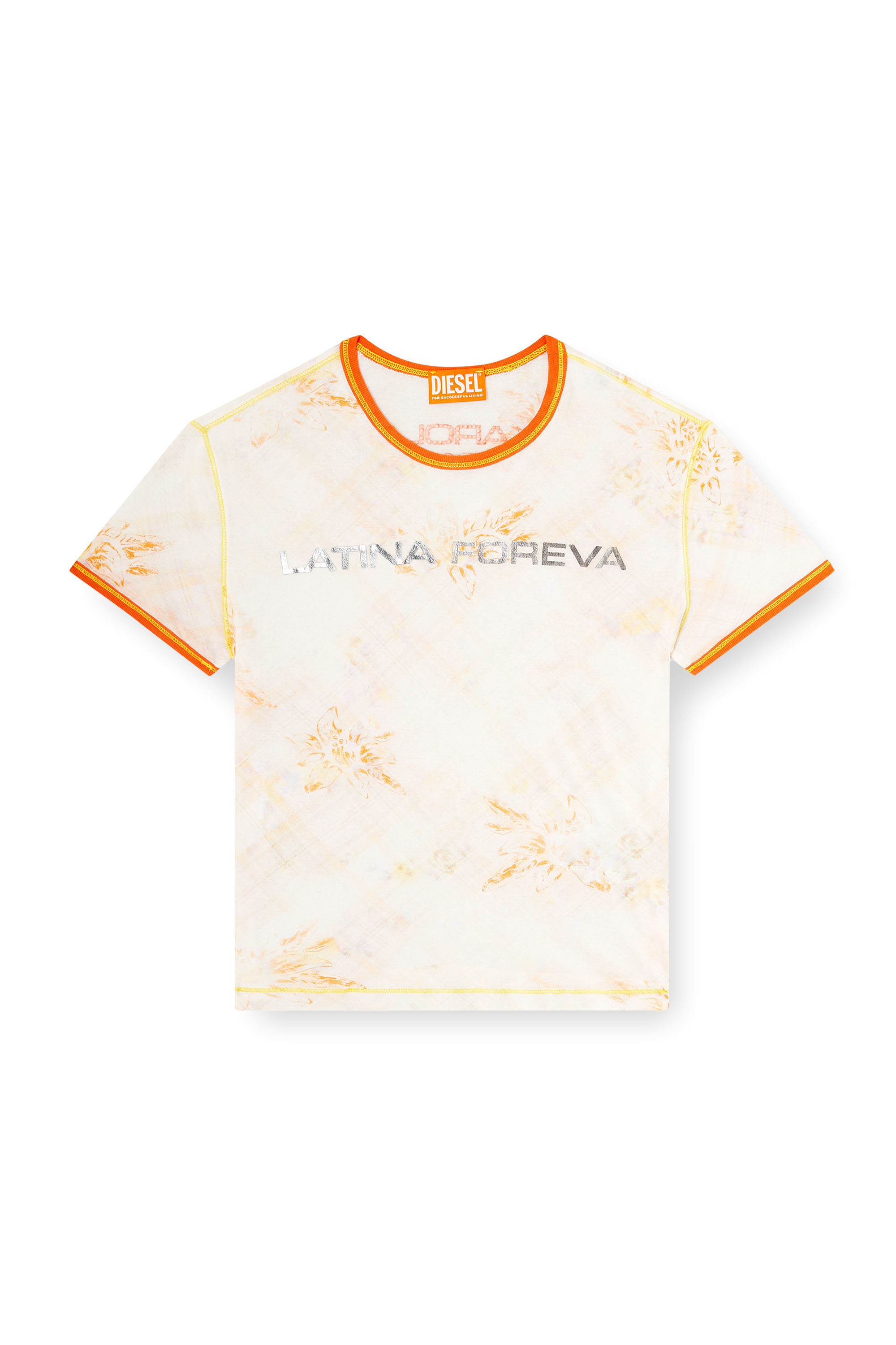 Diesel - L_Tina 4eva Tee, Woman's T-shirt with Latina Foreva print in White/Orange - 2