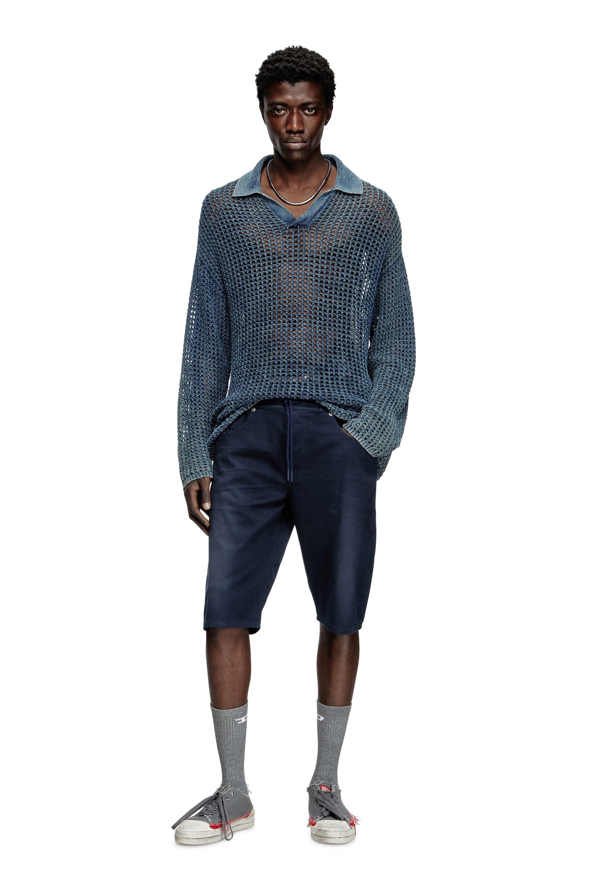 Diesel - 2033 D-KROOLEY-SHORT JOGG, Man's Chino shorts in JoggJeans in Dark Blue - 2