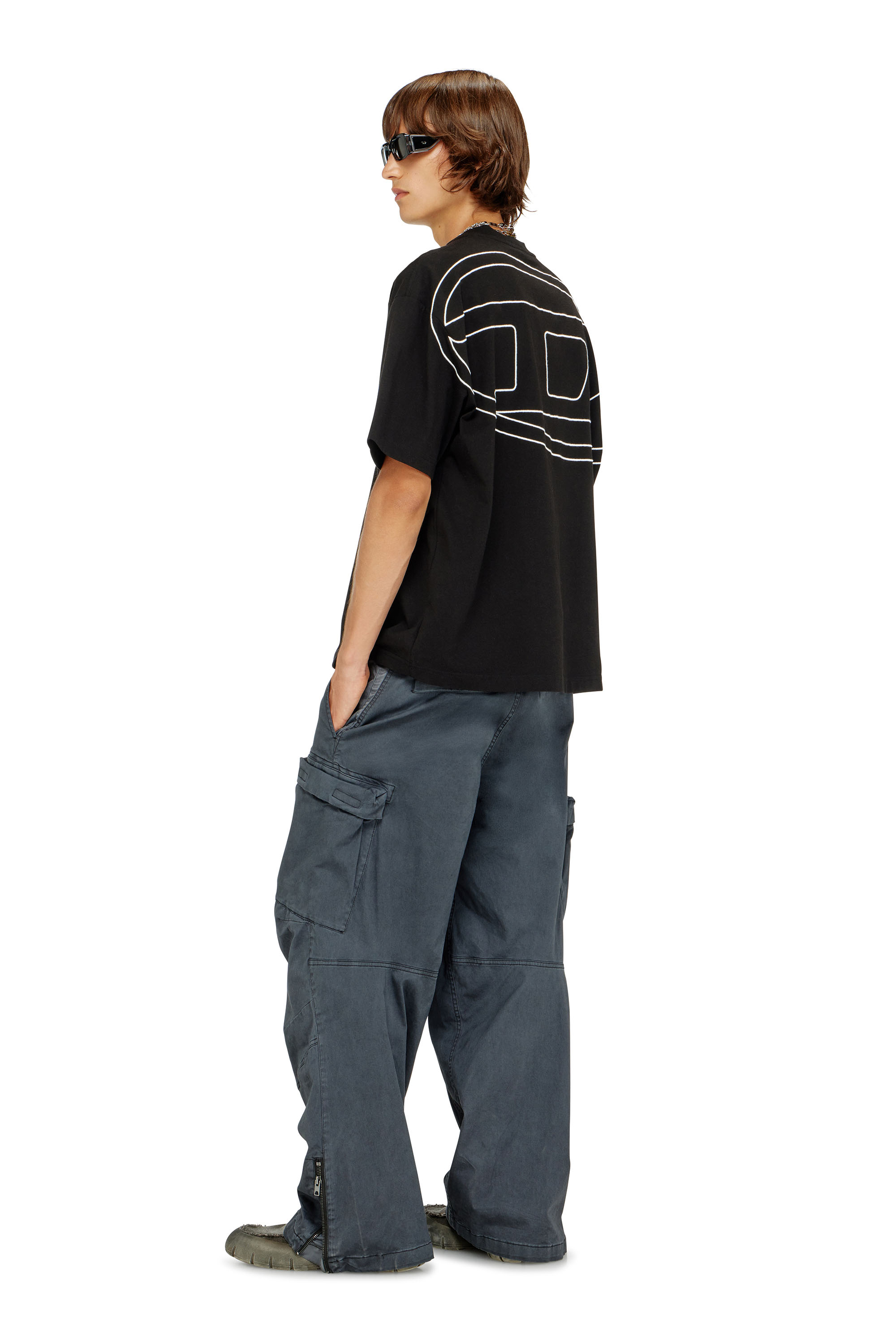 Diesel - T-BOGGY-MEGOVAL-D, Man's T-shirt with maxi oval D embroidery in Black - 1