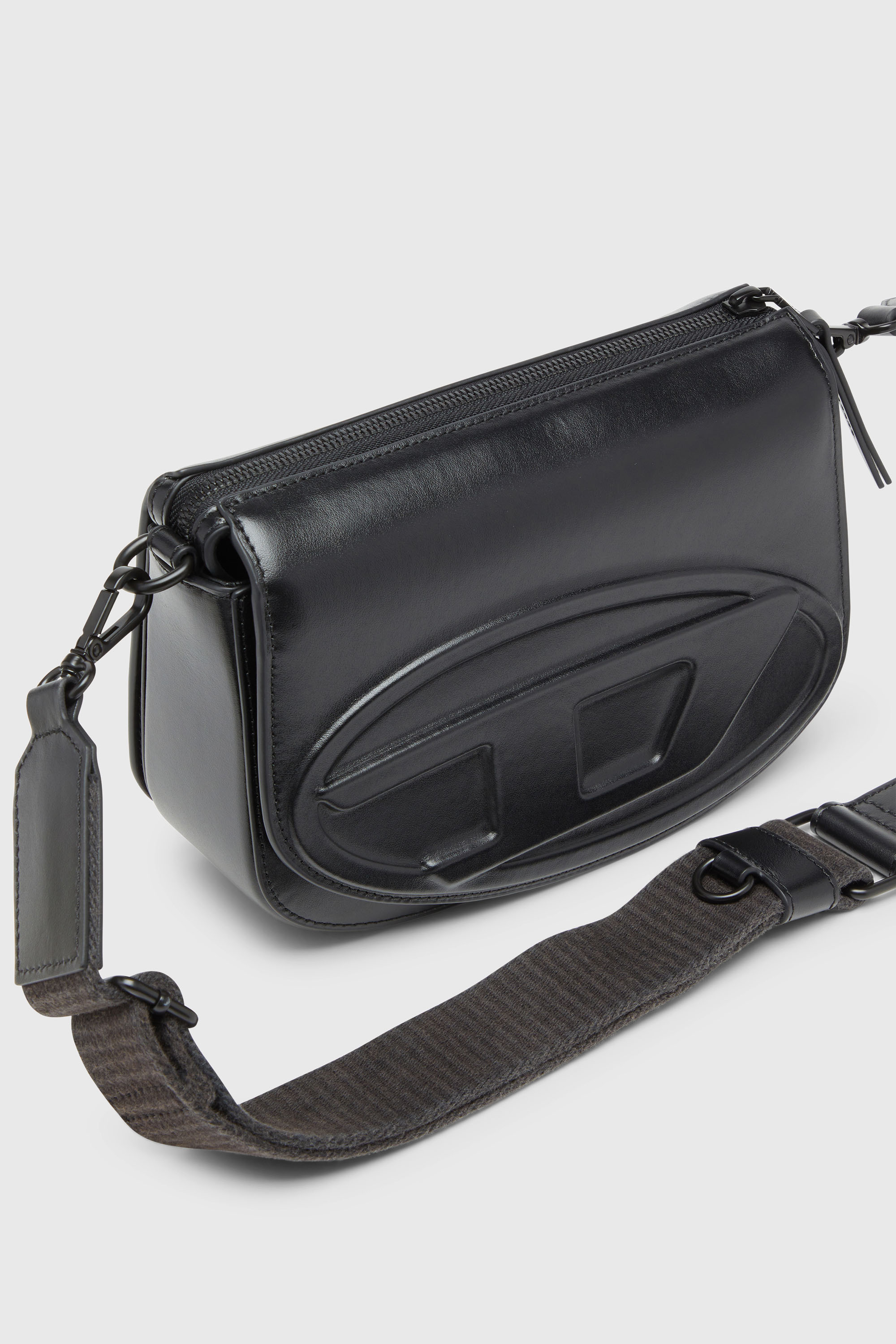 Diesel - 1DR CAMERA BAG, Unisex's 1DR-Camera bag in premium leather in Black - 6