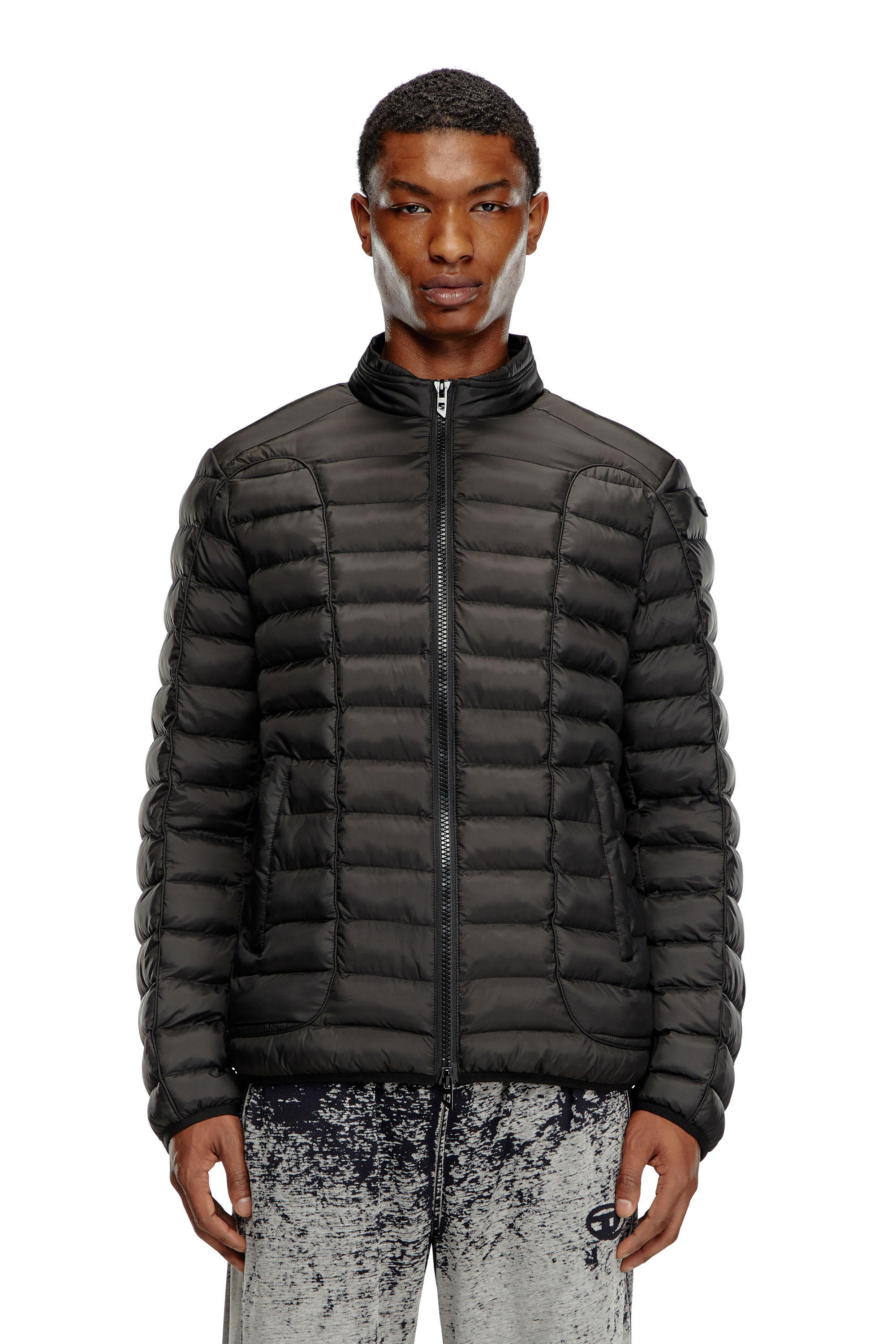 Diesel - W-PILOT, Man's Puffer jacket in light nylon in Black - 1