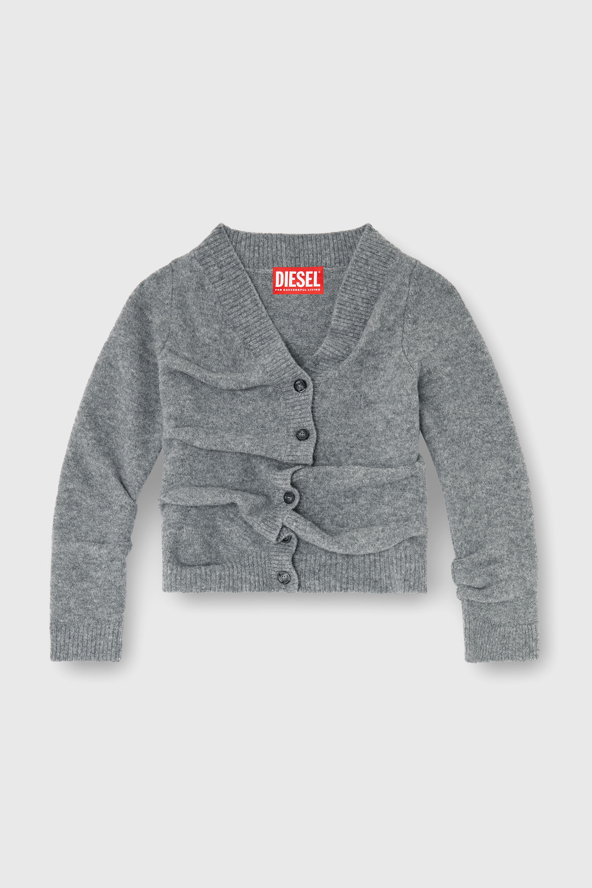 Diesel - M-AVA, Woman's Cropped cardigan in wrinkled boiled knit in Grey - 2