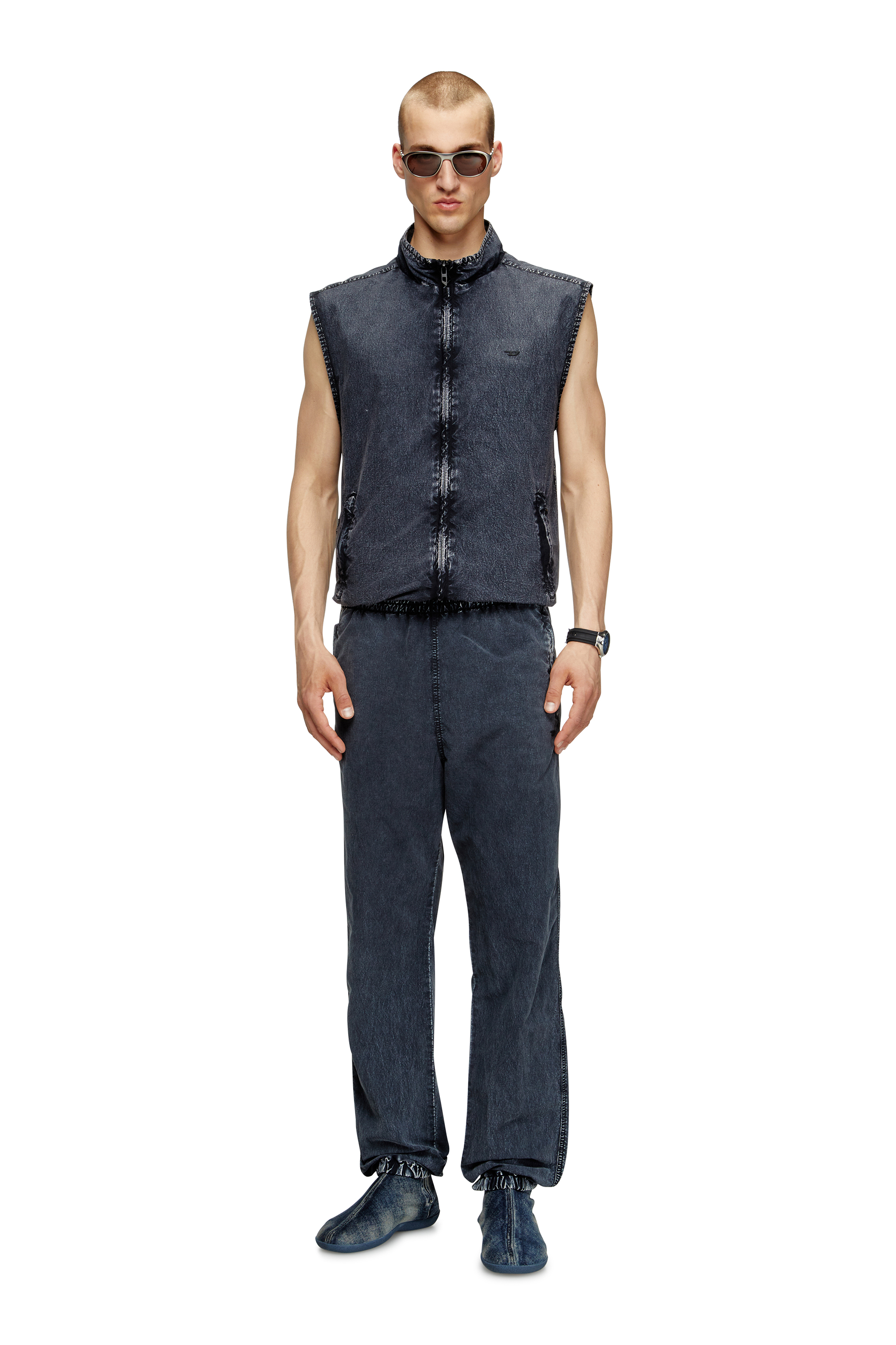 Diesel - J-ERB, Man's Vest in recycled nylon taslan in Dark Blue - 2