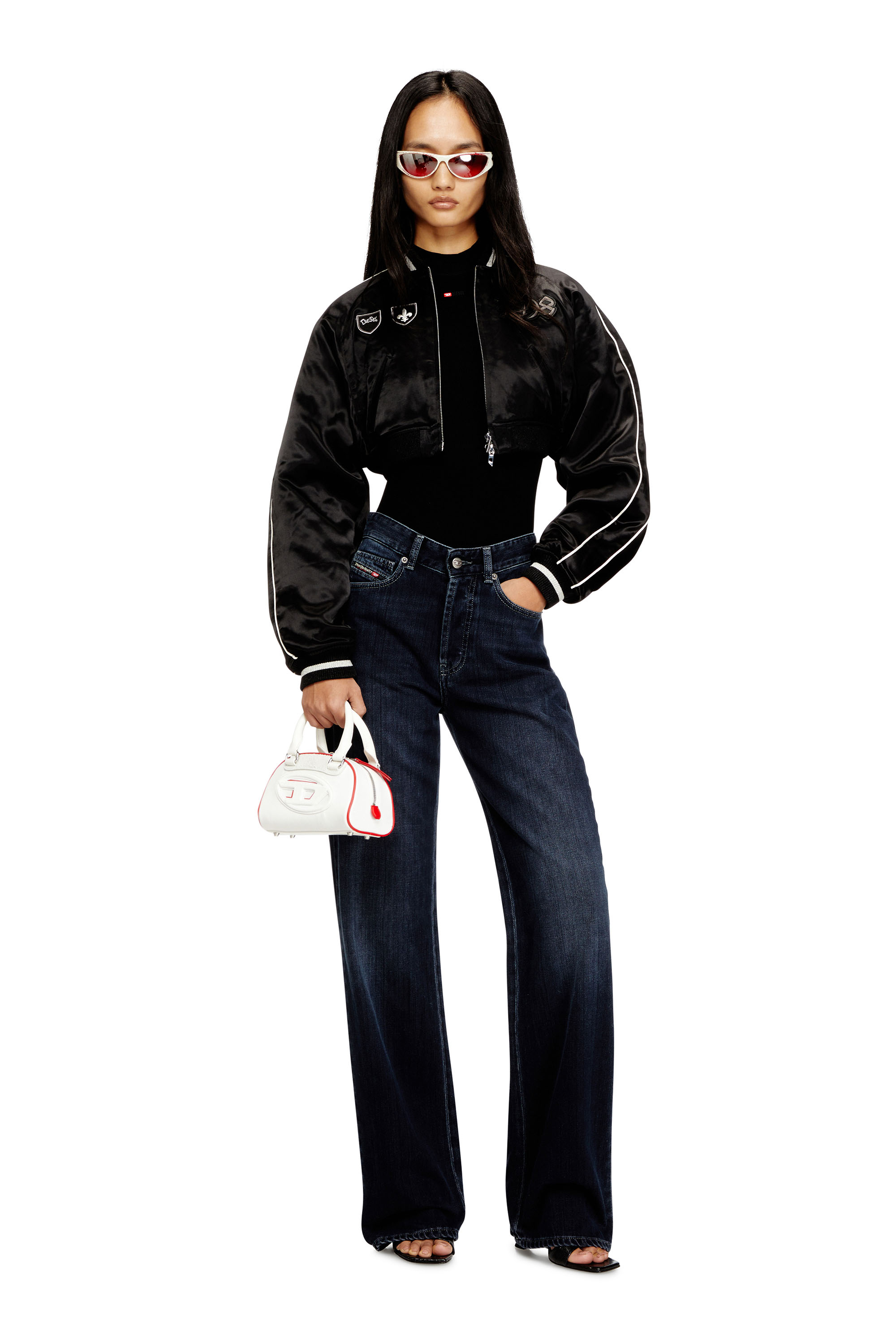 Diesel - G-OSPEL-CP, Woman's Cropped satin souvenir jacket in null - 2