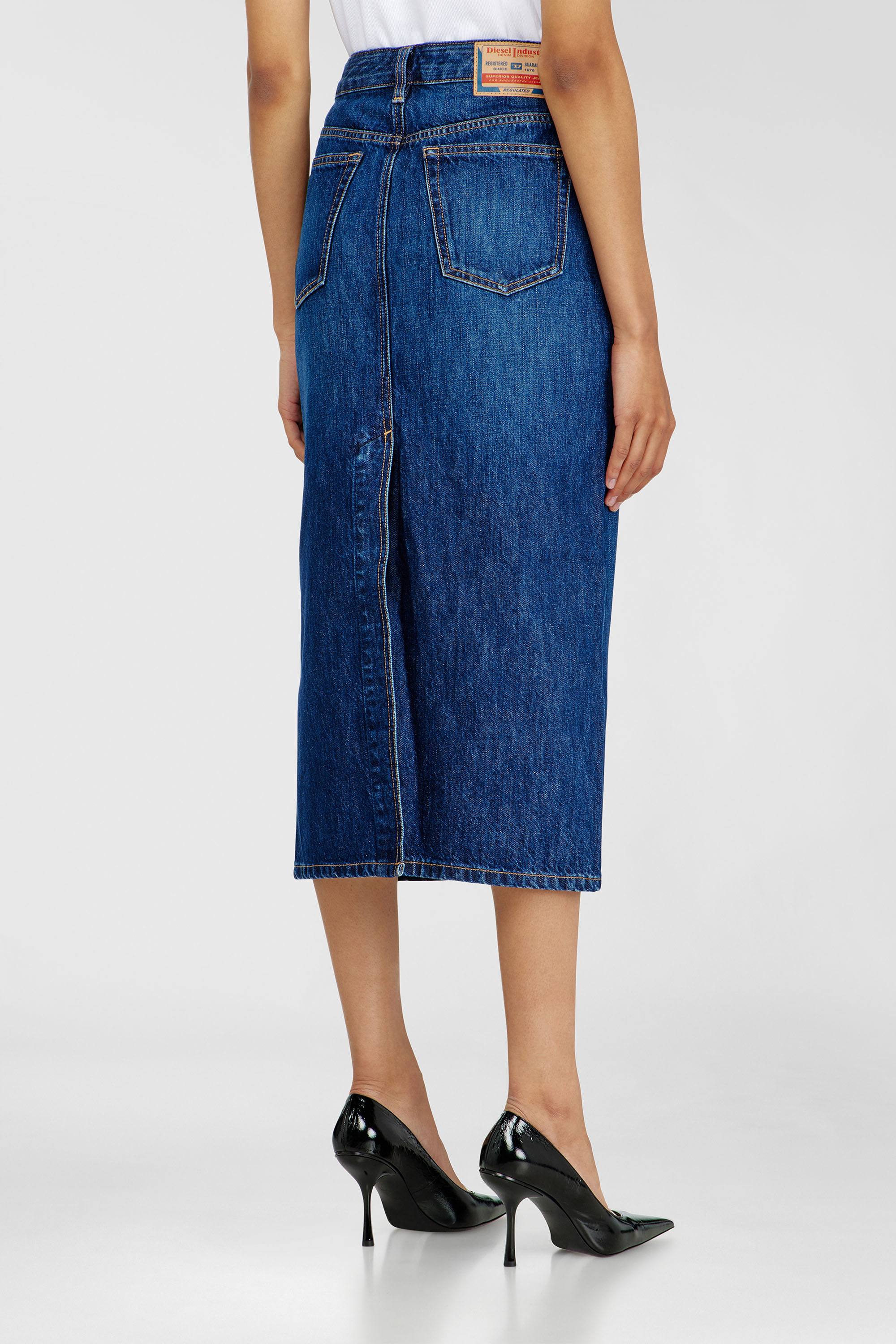 Diesel - DE-SKYE-D, Woman's Denim midi skirt in Medium blue - 4