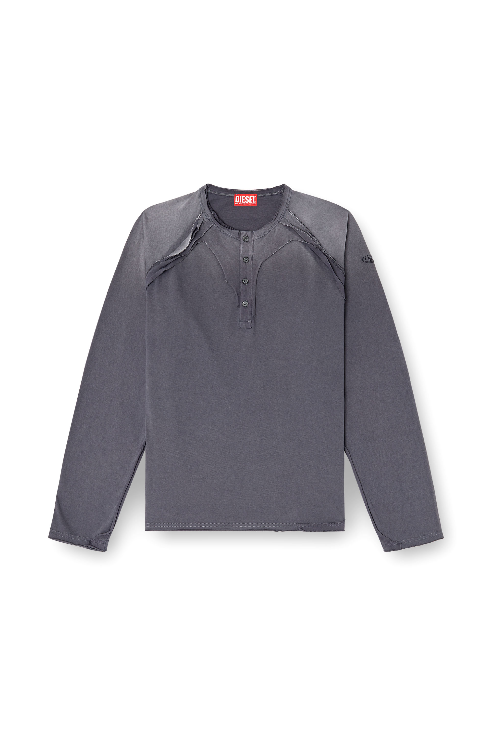 Diesel - T-RAWGY, Man's Long-sleeve T-shirt with peel-off effect in Grey - 4