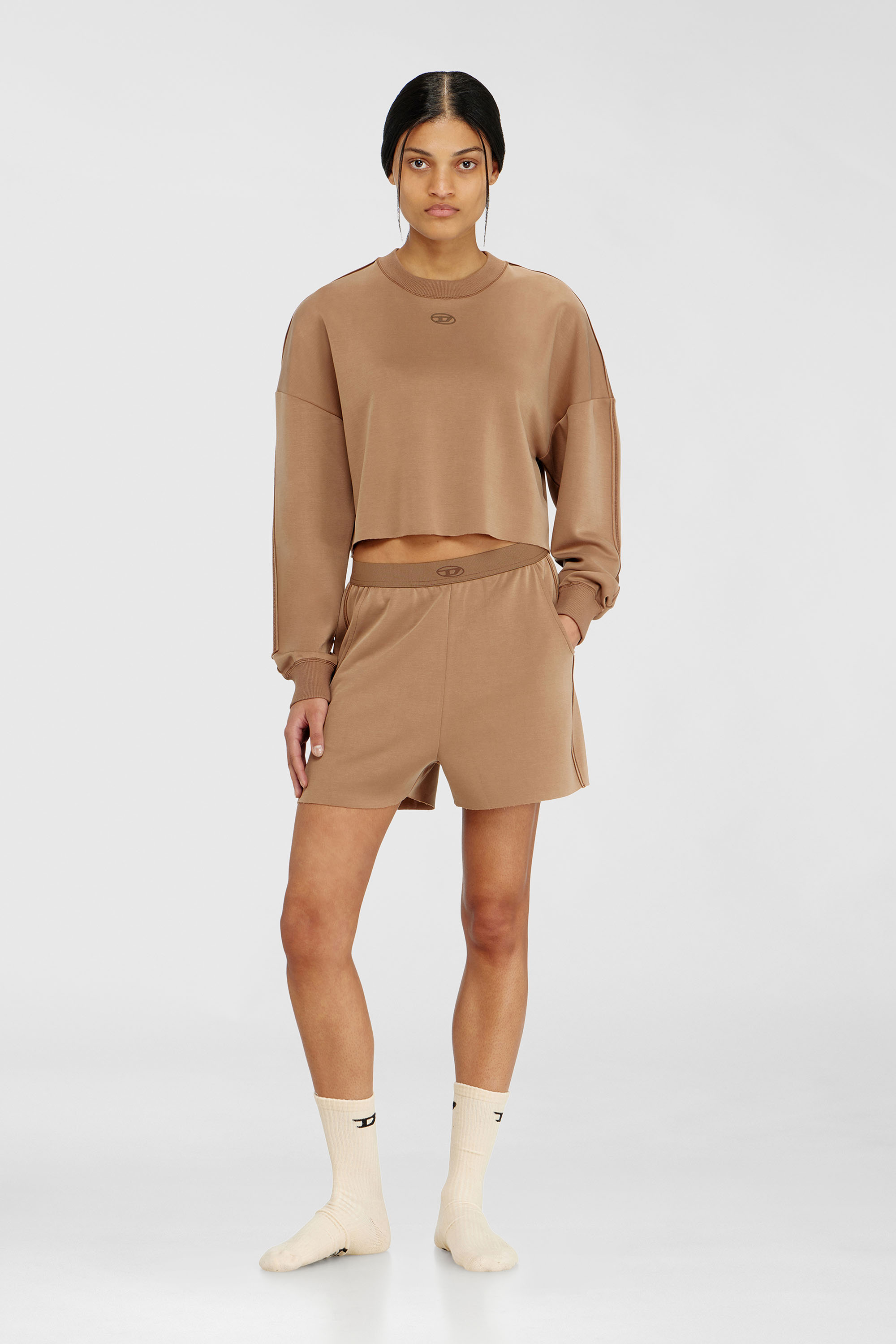 Diesel - BLAKE-UTLT, Woman's Crop top in light stretch scuba in Brown - 2