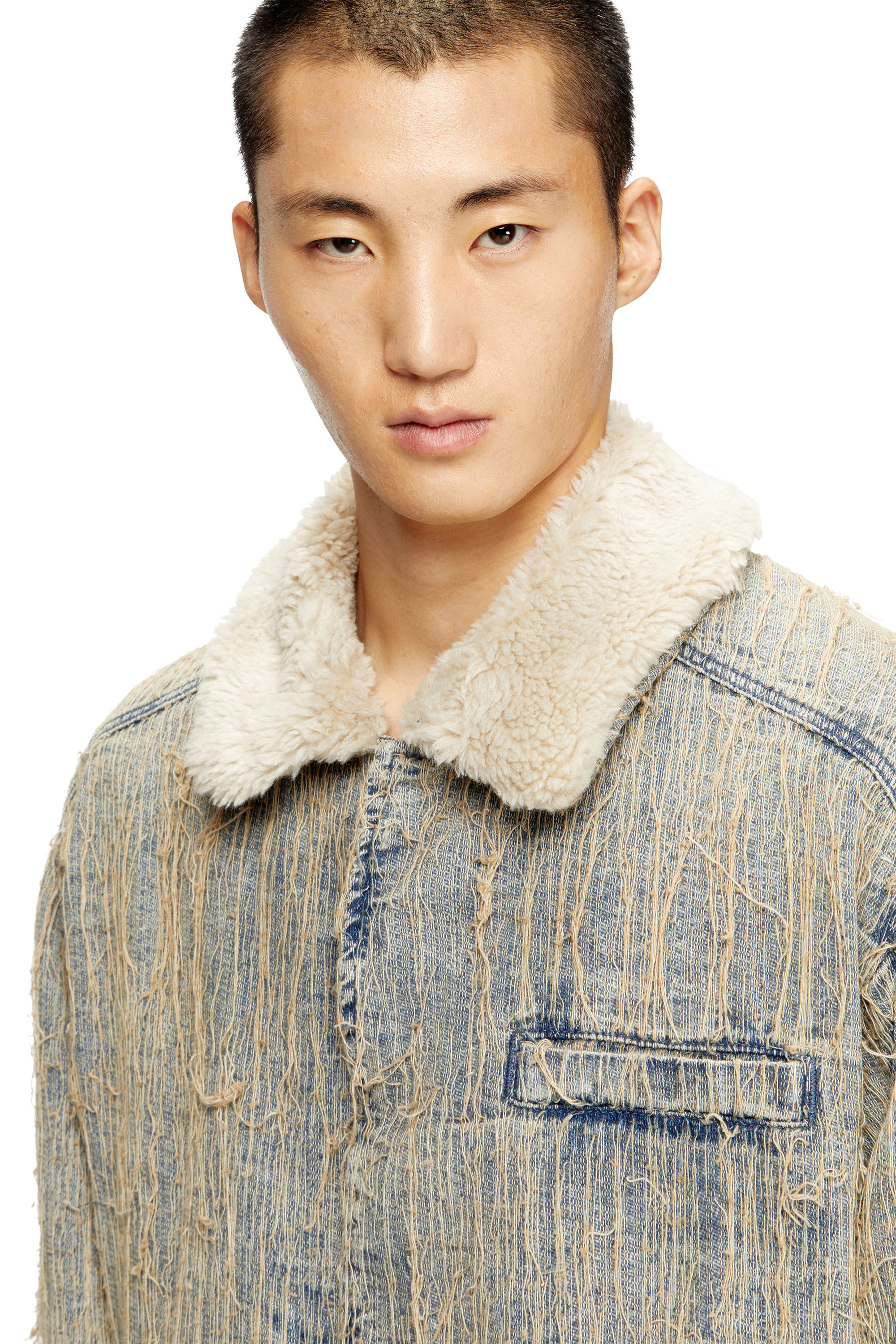 Diesel - D-IVAR-S, Man's Jacket in floating-thread jacquard denim in Light Blue - 5