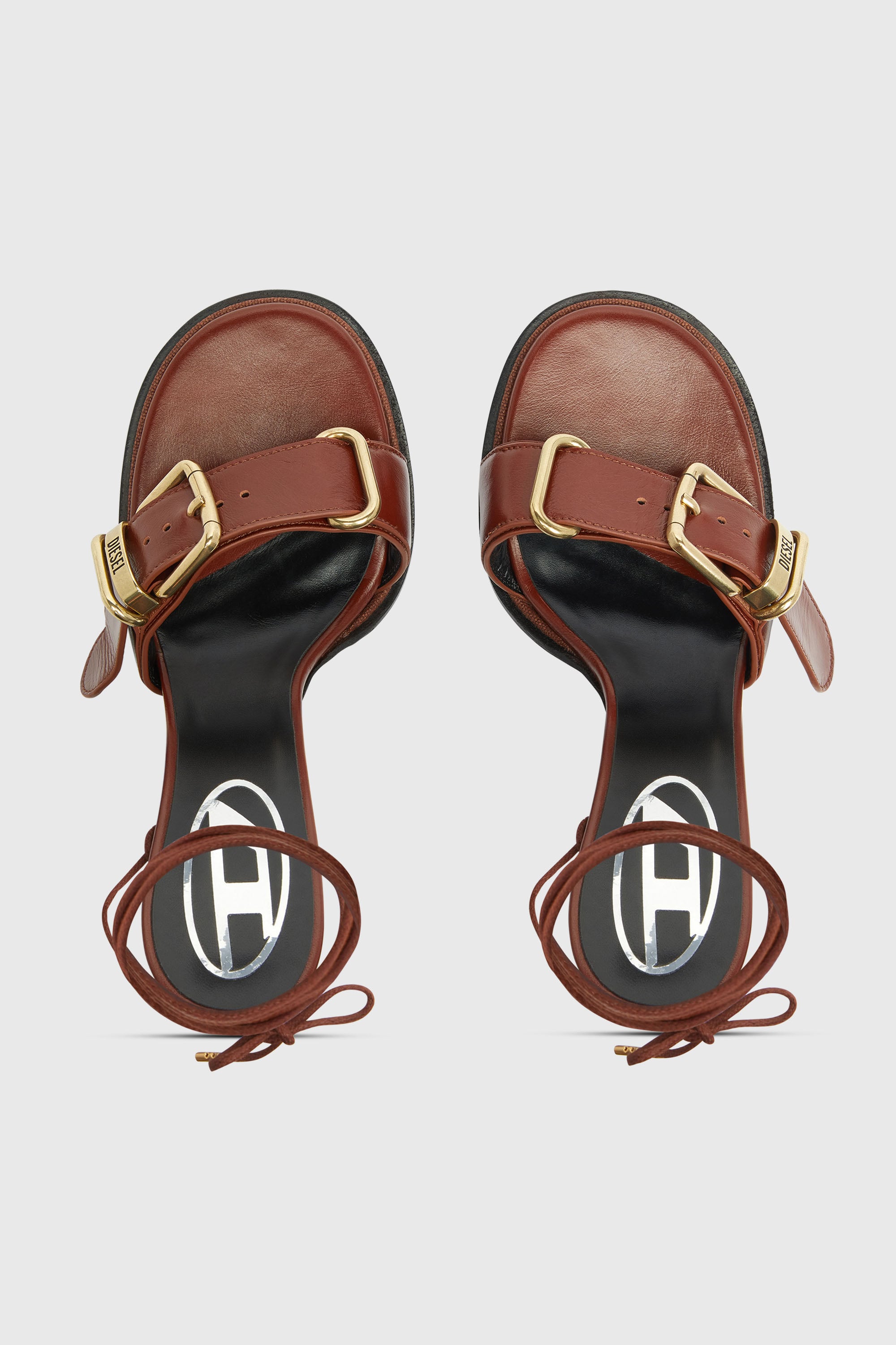 Diesel - D-COCCO-90-SA, Woman's D-Cocco-Ankle-wrap sandals in leather in Brown - 4