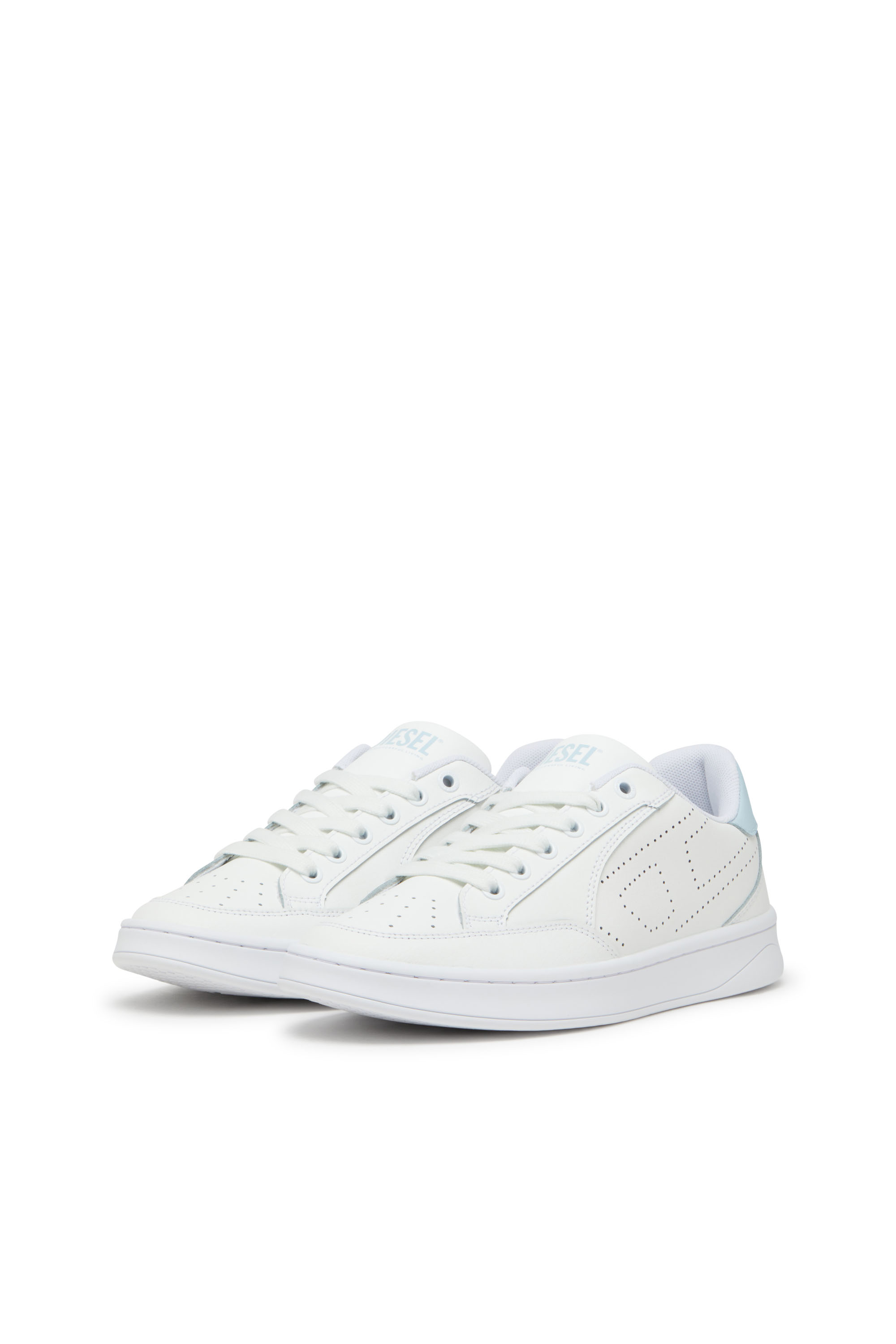 Diesel - S-DAKOTA LOW W, Woman's Leather sneakers with perforated logo in White/Blue - 8