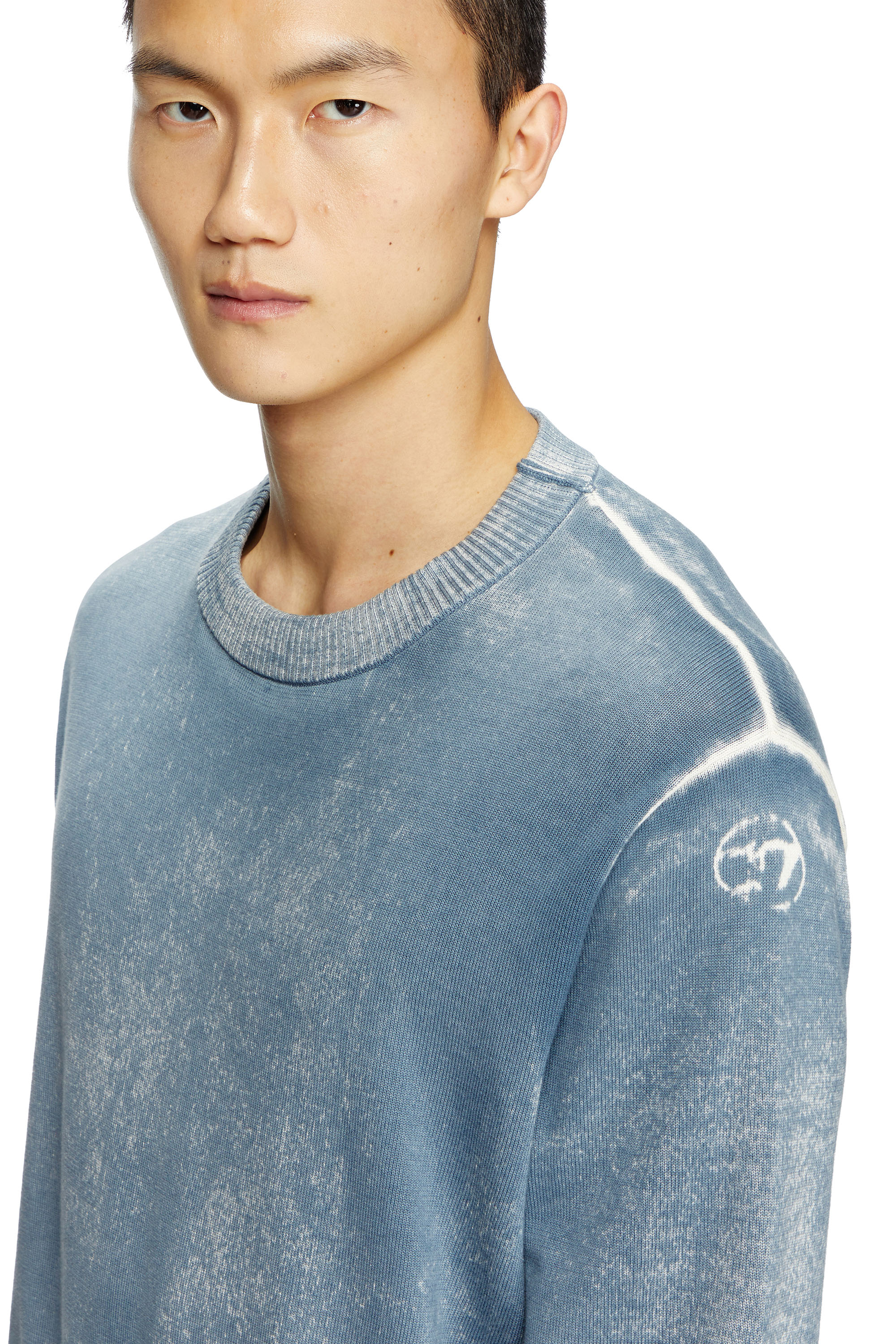 Diesel - K-LARENCE-B, Man's Reverse-print cotton jumper in Light Blue - 5