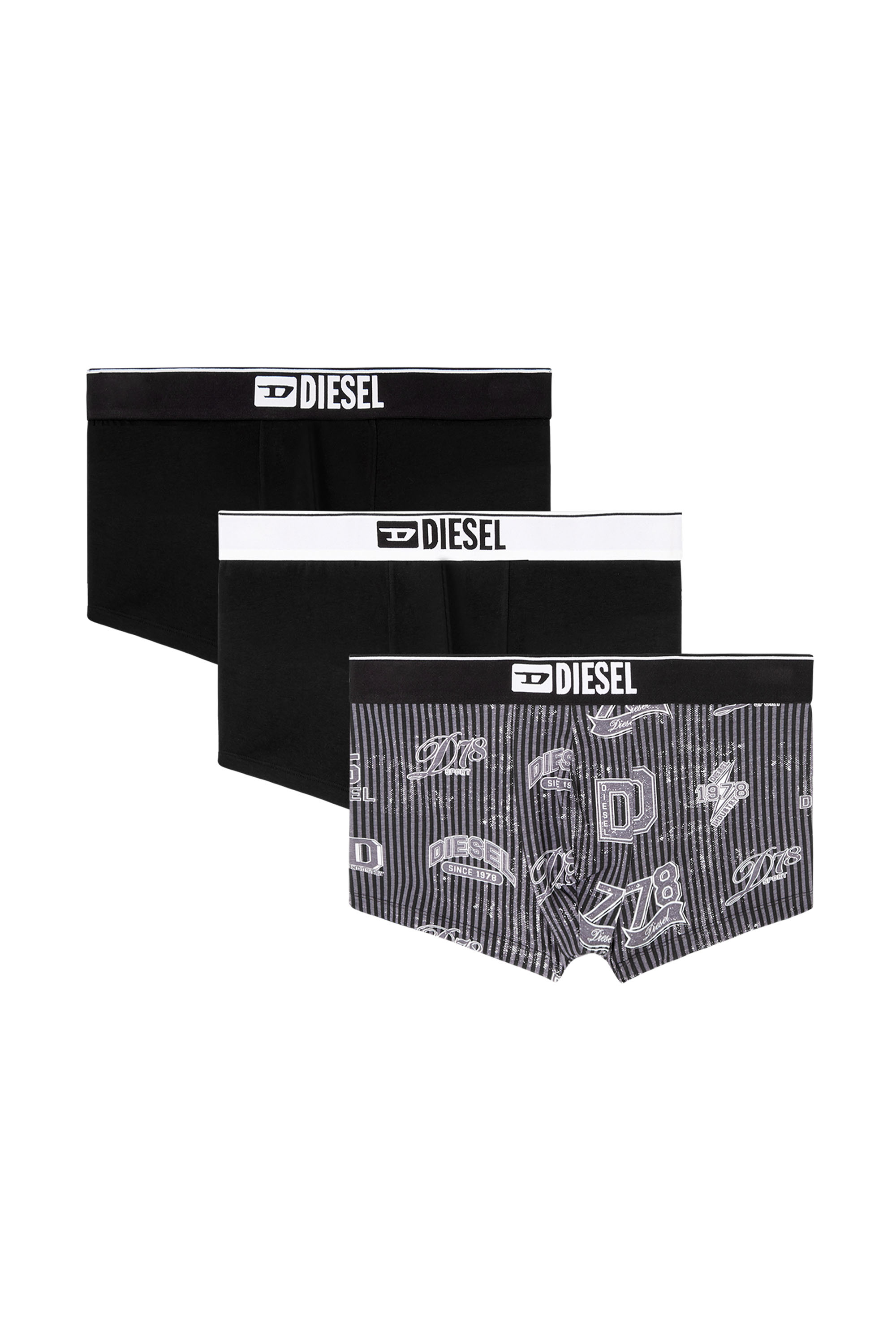 Diesel - DAMIEN-D-BOX-3PACK, Man's 3-pack of stretch cotton boxers with all-over print in Black - 2