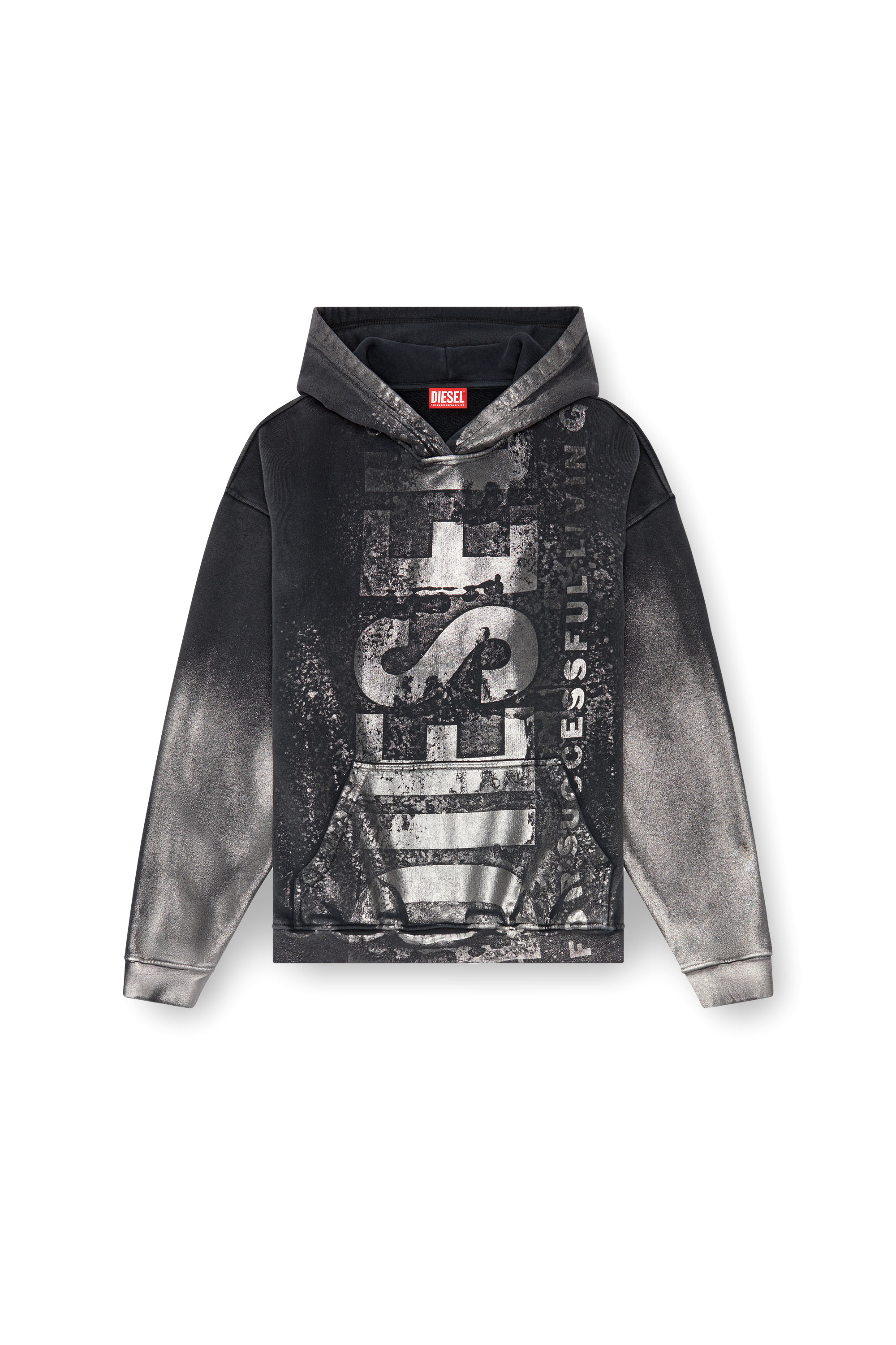 Diesel - S-BOXT-HOOD-Q6, Man's Metallic hoodie with logo in Black - 2