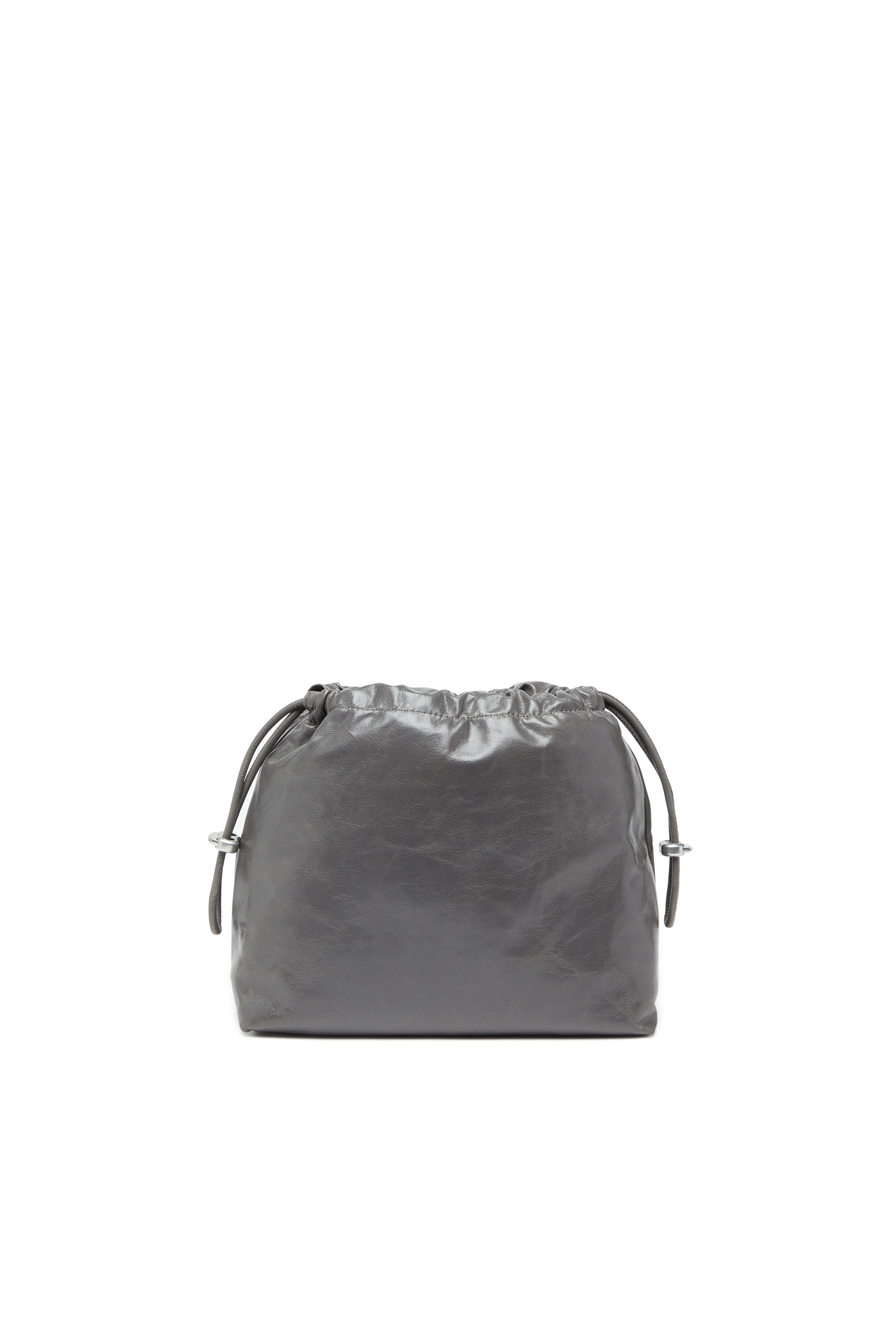 Diesel - SCRUNCH-D BUCKET, Woman's Scrunch-D-Bucket bag in shiny wrinkled leather in Grey - 3