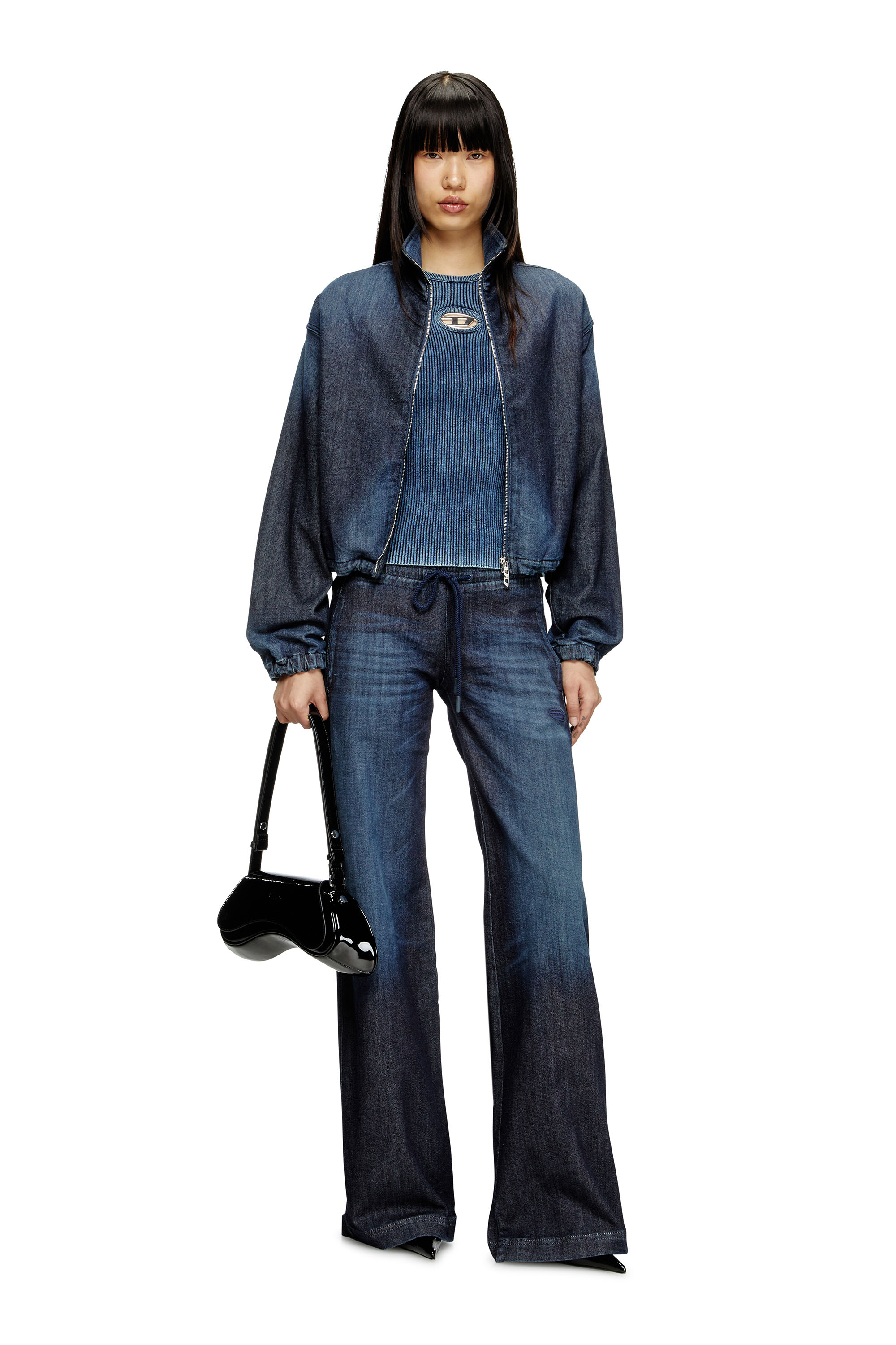 Diesel - M-ANCHOR-A-SL, Woman's Rib-knit tank top with Oval D in Dark Blue - 1