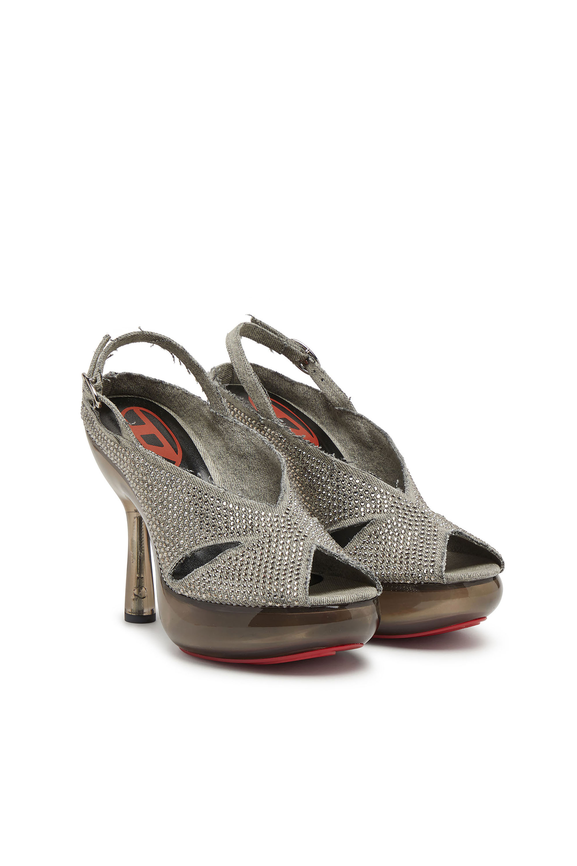 Diesel - D-LAKE PLATFORM SDL, Woman's D-Lake-Platform sandals in crystal denim and plexiglass in Grey - 2
