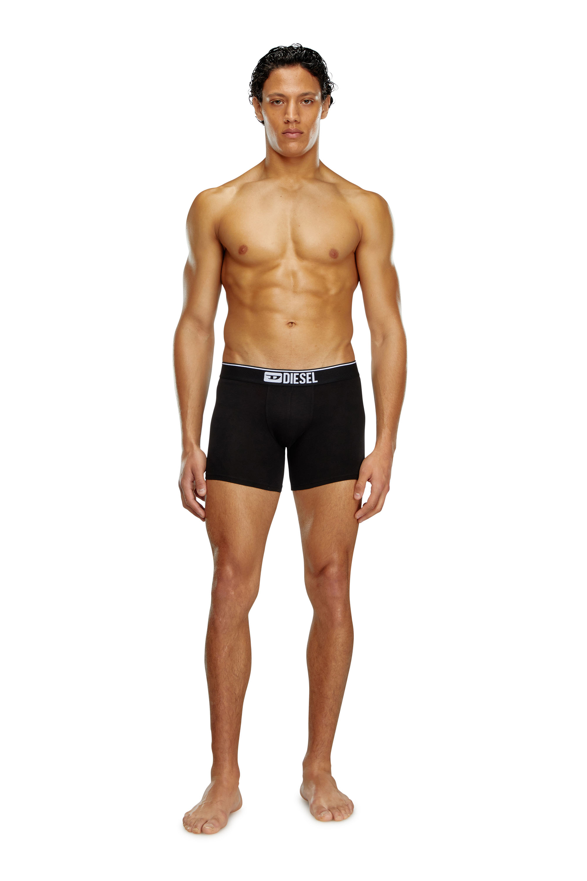 Diesel - UMBX-SEBASTIANTHREEPAC, Man's Three-pack of plain long boxer briefs in Black/Grey - 1