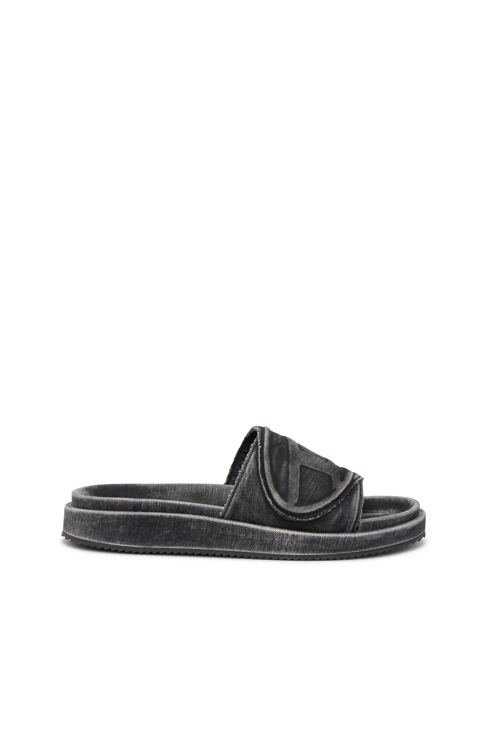 Diesel - SA-SLIDE D OVAL, Unisex's Sa-Slide D-Denim slides with embossed strap in Blue - 2