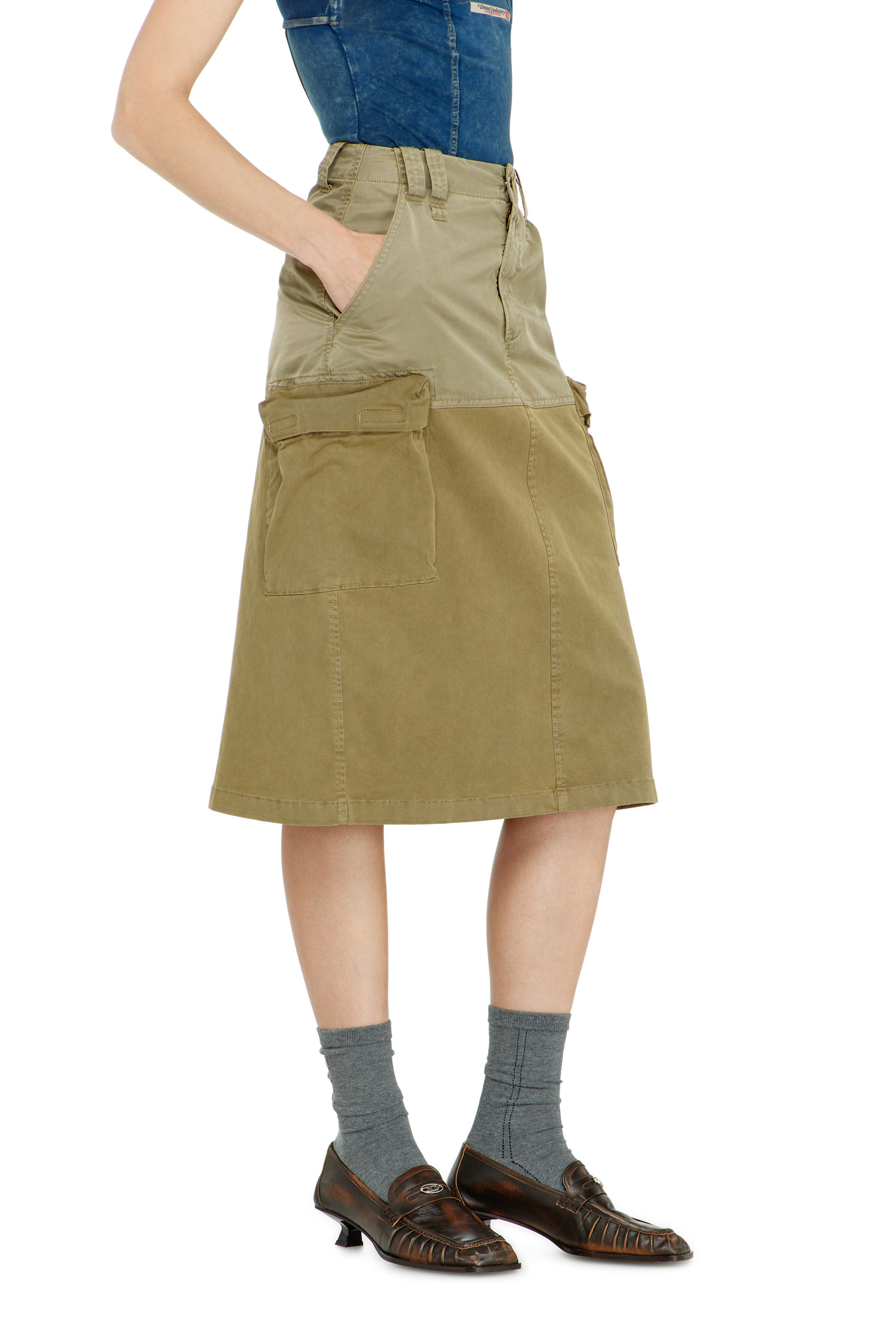 Diesel - O-DELE, Woman's Cargo midi skirt in cotton and nylon in null - 1