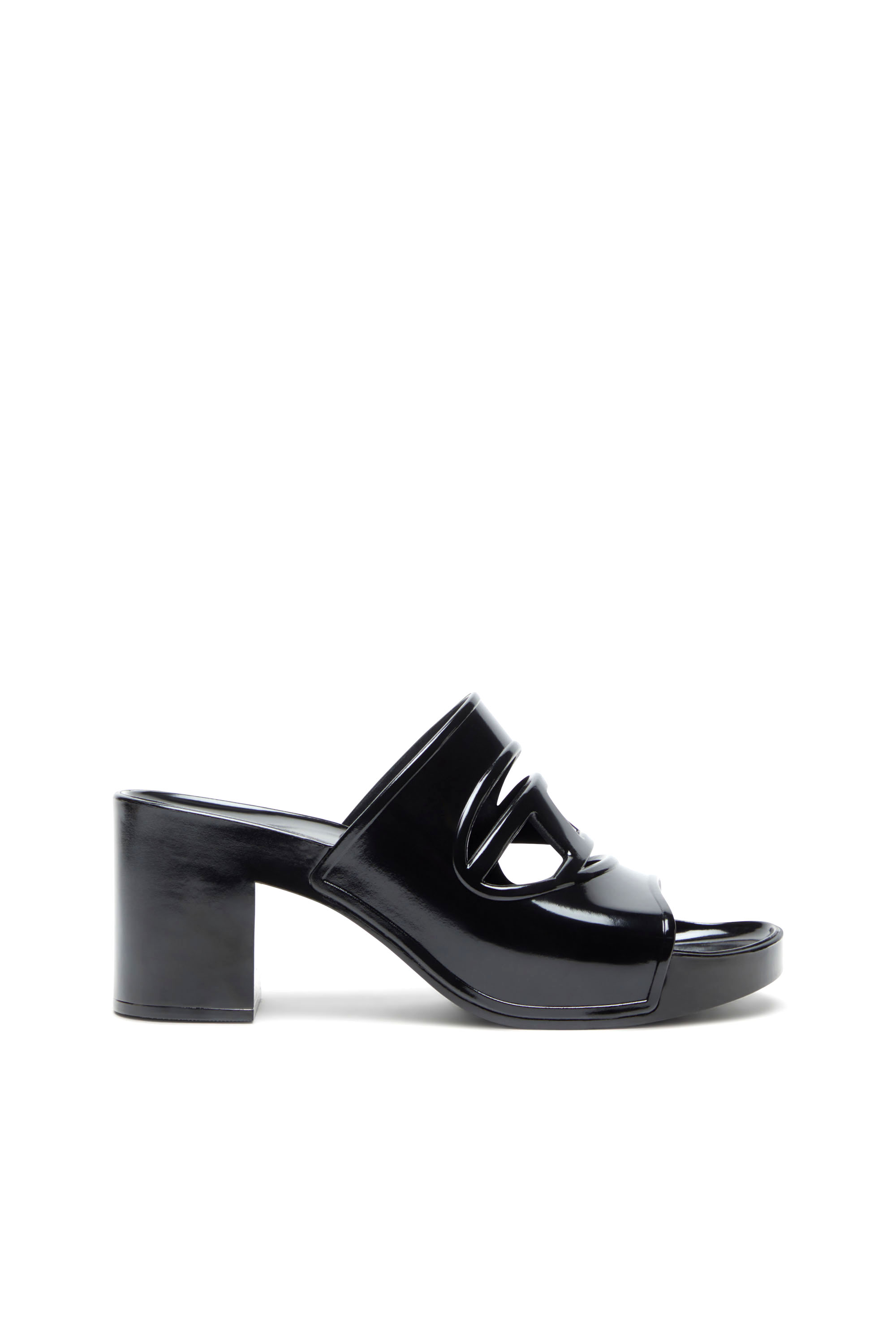 Diesel - SA-BONNIE, Woman's Heeled rubber slides with cut-out logo in Black - 1